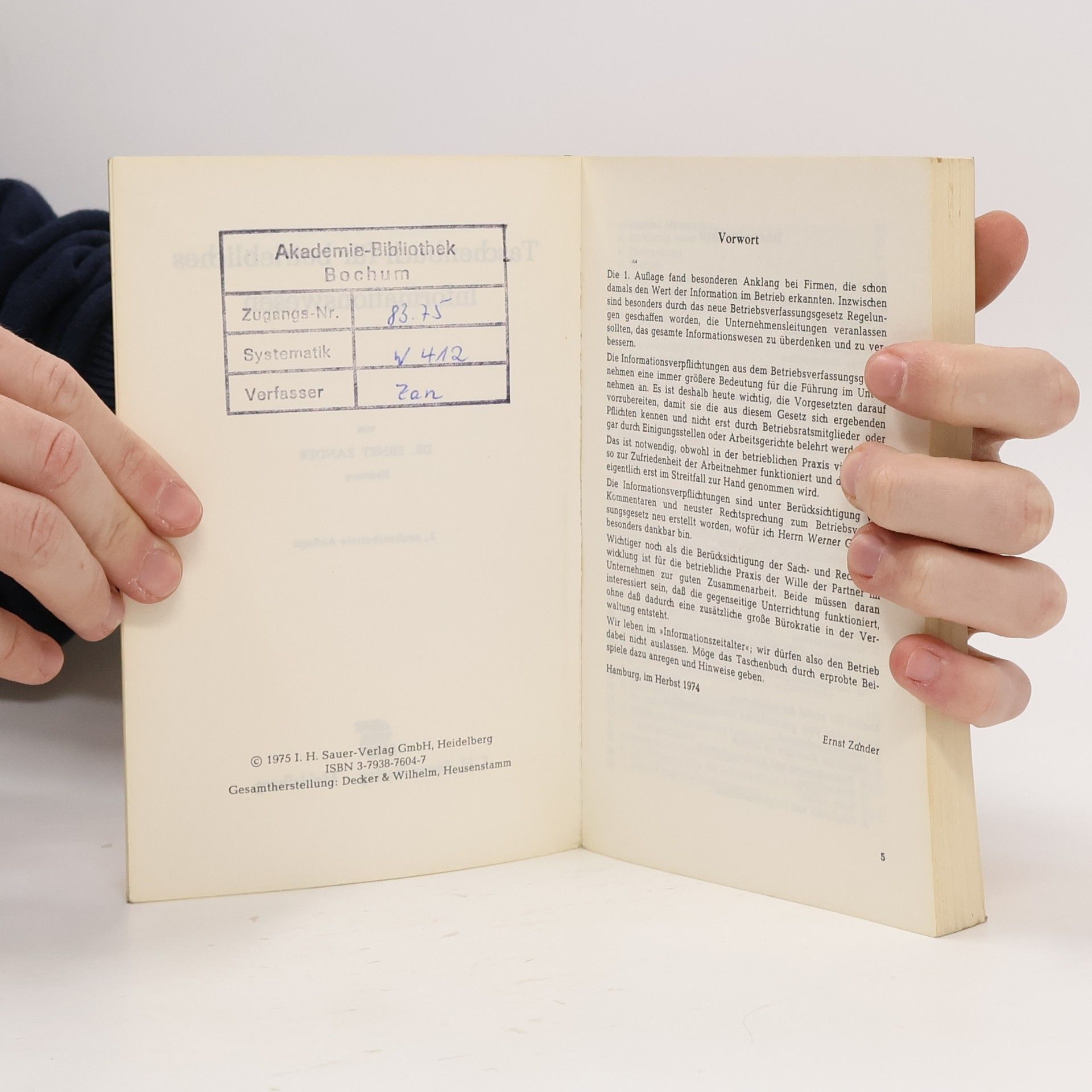 Ernst Zander Taschenbuch für betriebliches Informationswesen