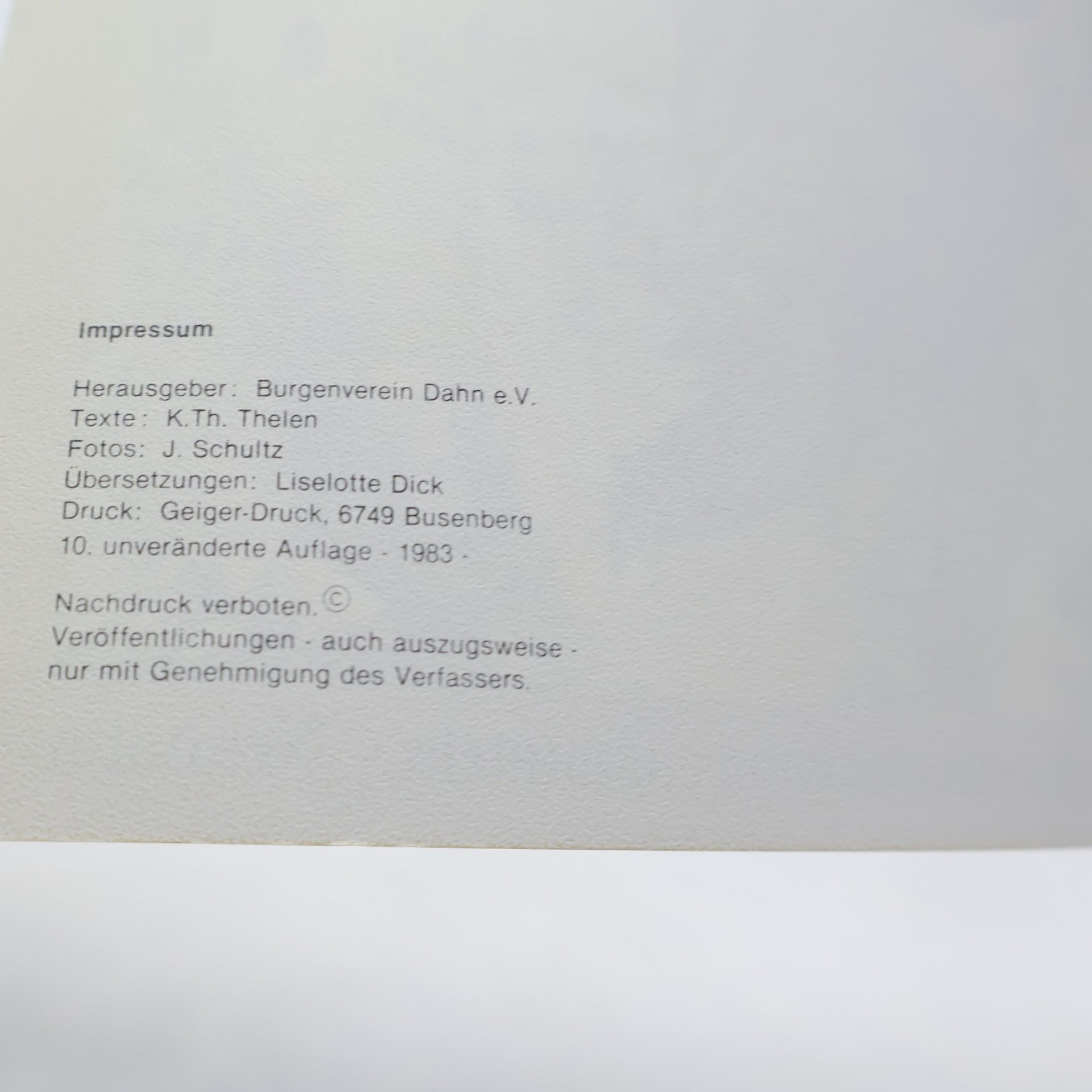 K. Th. Thelen Die Dahner Burgen: Altdahn, Grafendahn, Tanstein, Neudahn