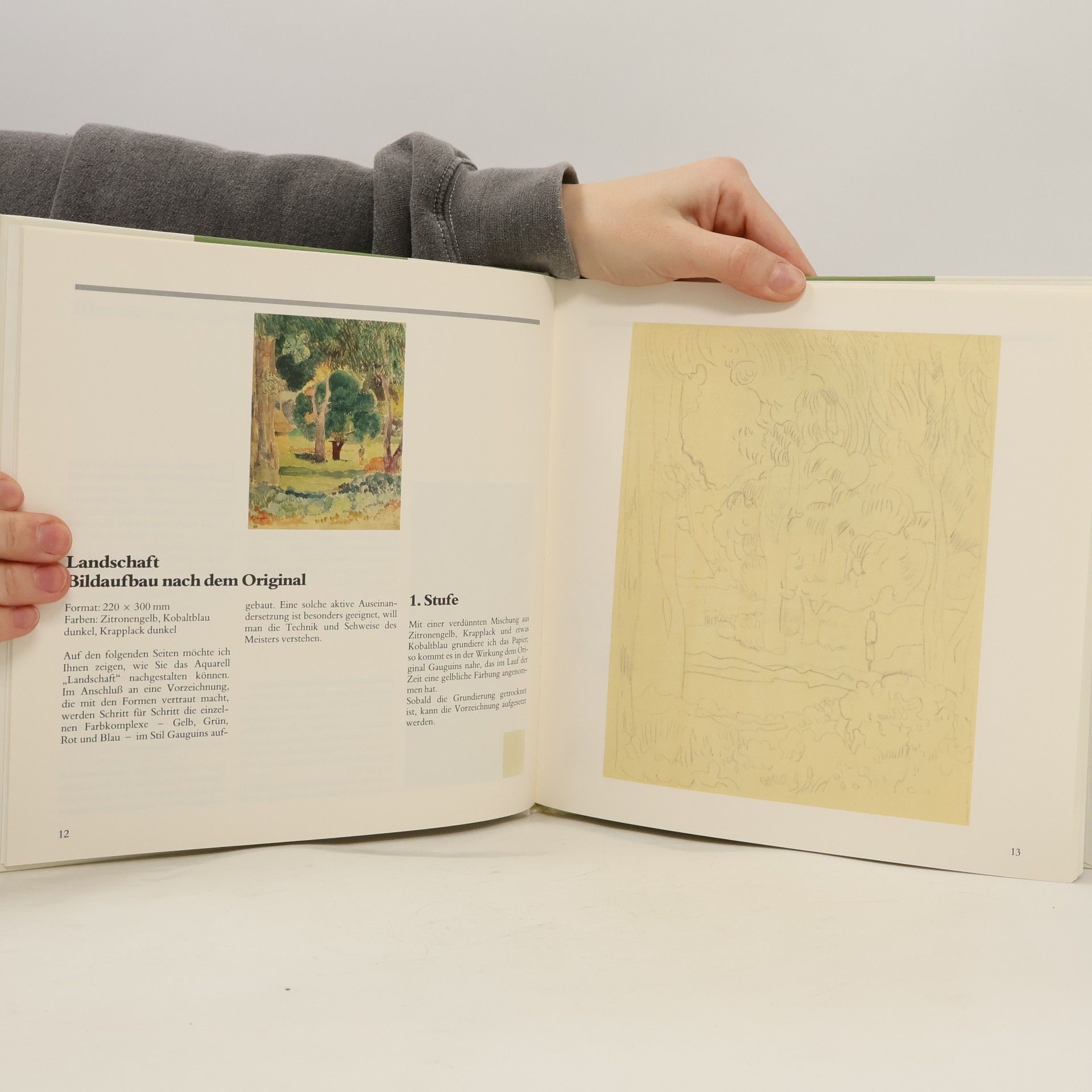 Angelika Khan-Leonhard Aquarellmalerei im Stil von Paul Gauguin