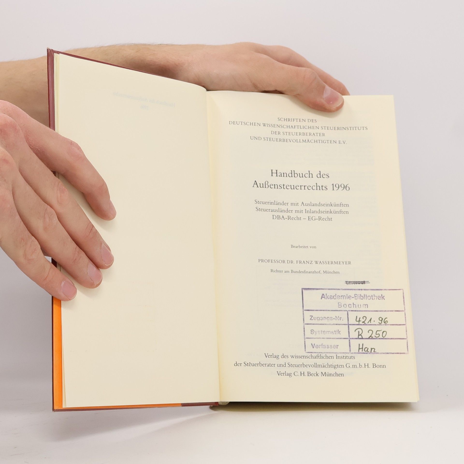 Franz Wassermeyer Handbuch des Außensteuerrechts 1996