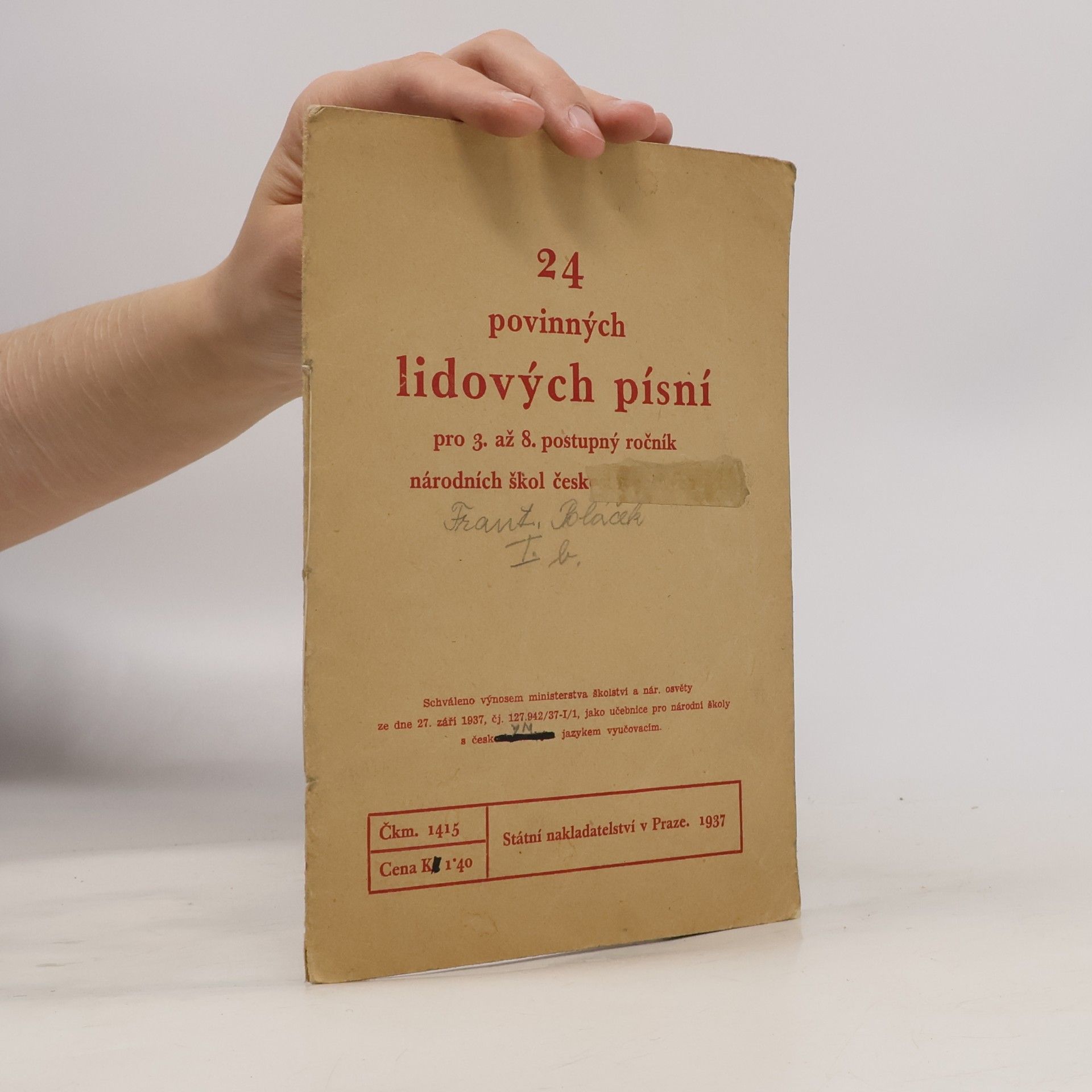 Eduard Novák 24 povinných lidových písní pro 3. až 8. postupný ročník národních škol československých
