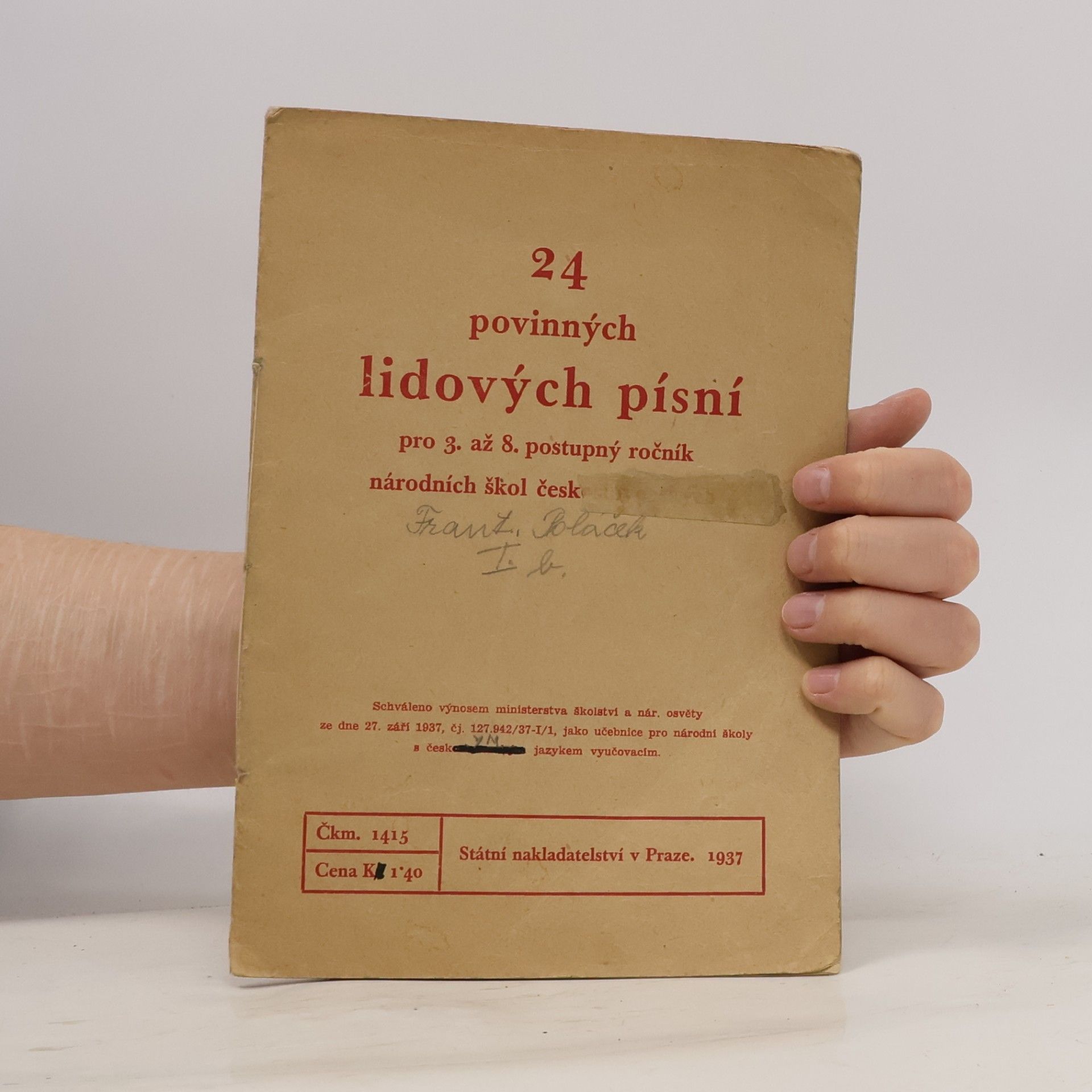 Eduard Novák 24 povinných lidových písní pro 3. až 8. postupný ročník národních škol československých
