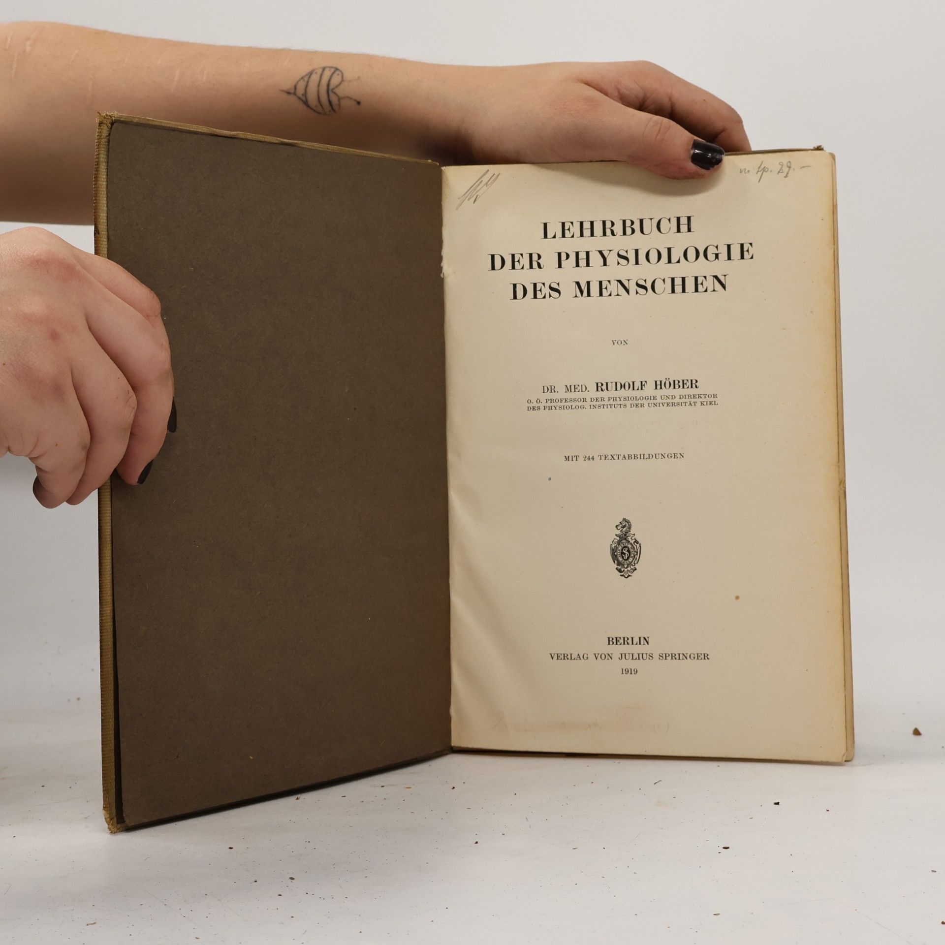 R. Höber Lehrbuch der physiologie des menschen