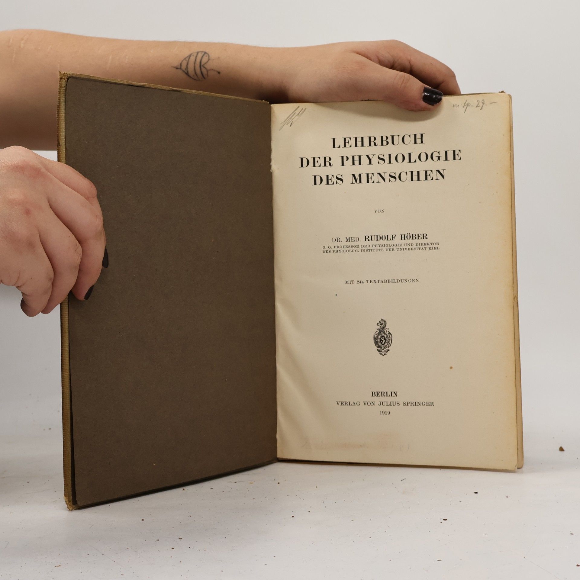 R. Höber Lehrbuch der physiologie des menschen