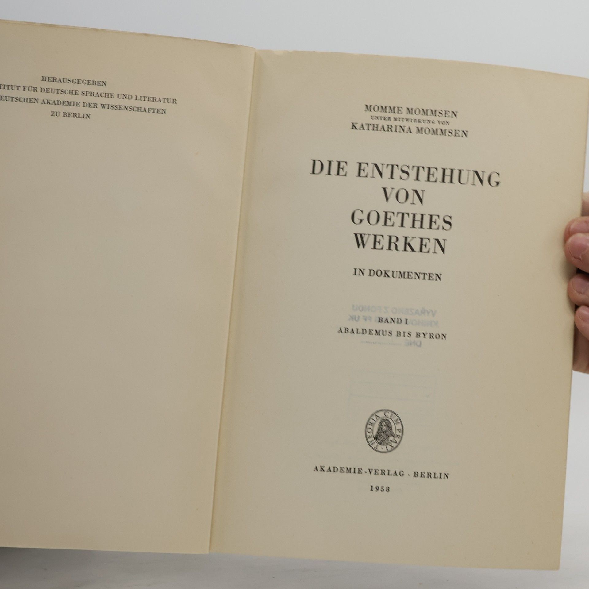 Momme Mommsen Die entstehung von Goethes werken