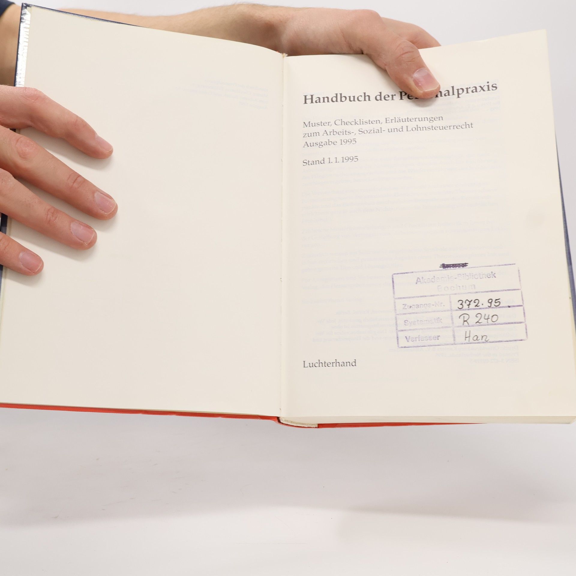 Handbuch der Personalpraxis 1995
