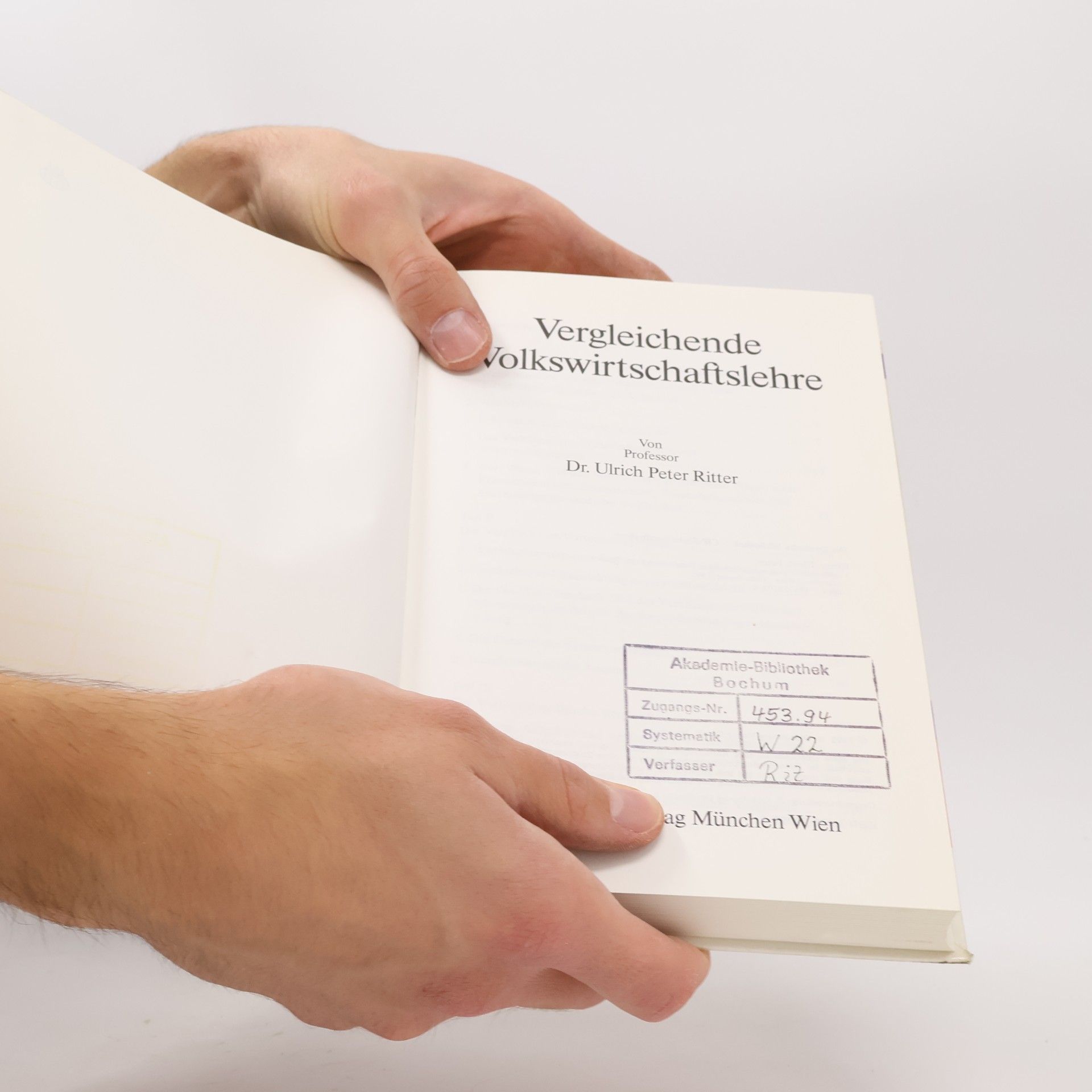 Ulrich Peter Ritter Vergleichende Volkswirtschaftslehre