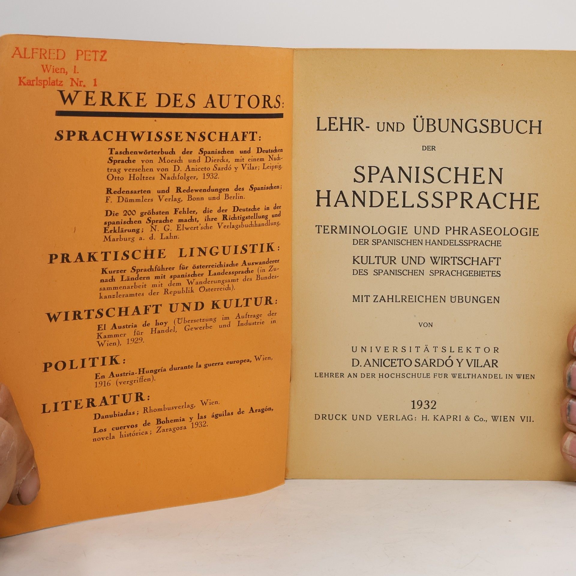 Aniceto Sardo y Vilar Lehr- und Übungsbuch der spanischen Handelssprache