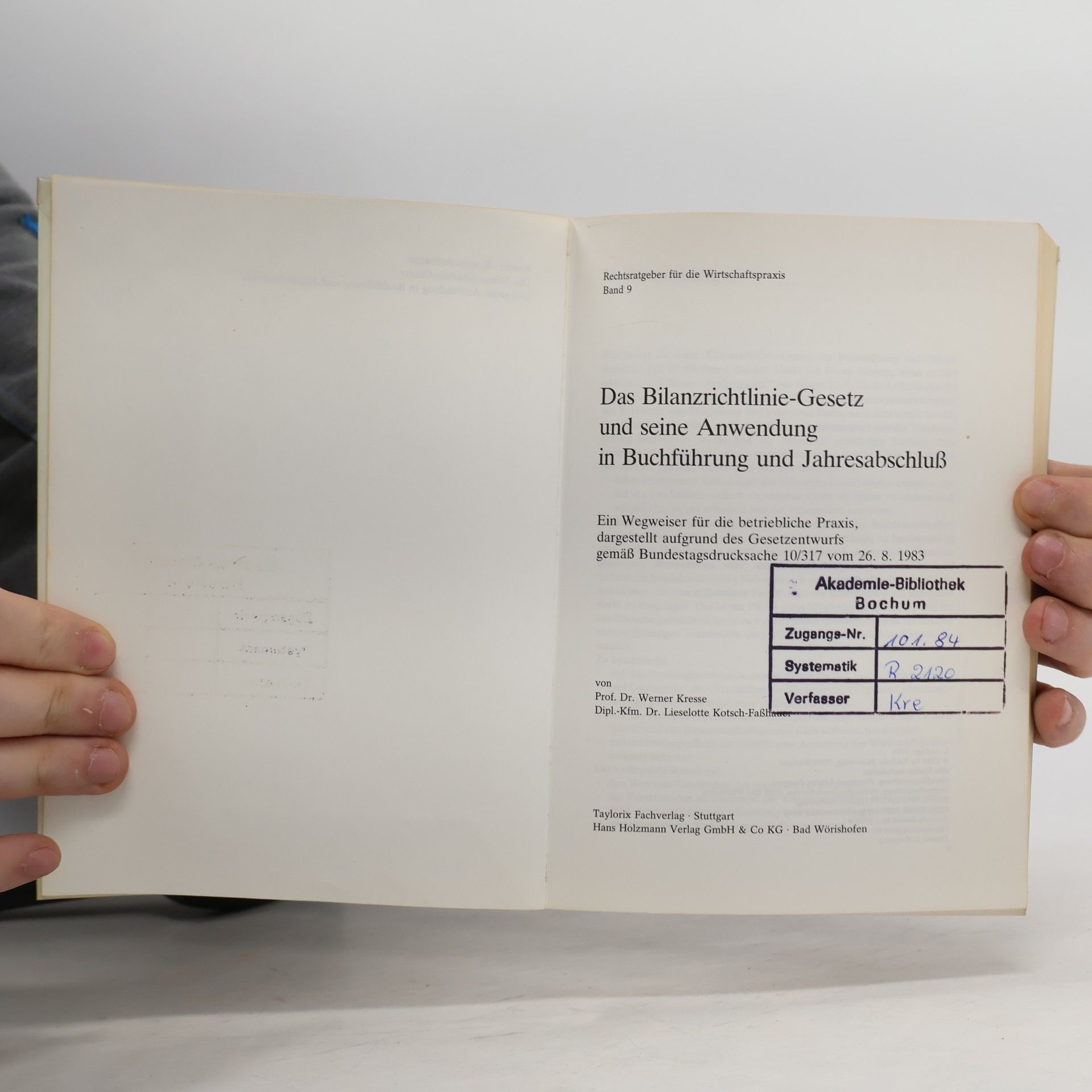 Werner Kresse Das Bilanzrichtlinie-Gesetz und seine Anwendung in Buchführung und Jahresabschluß 9