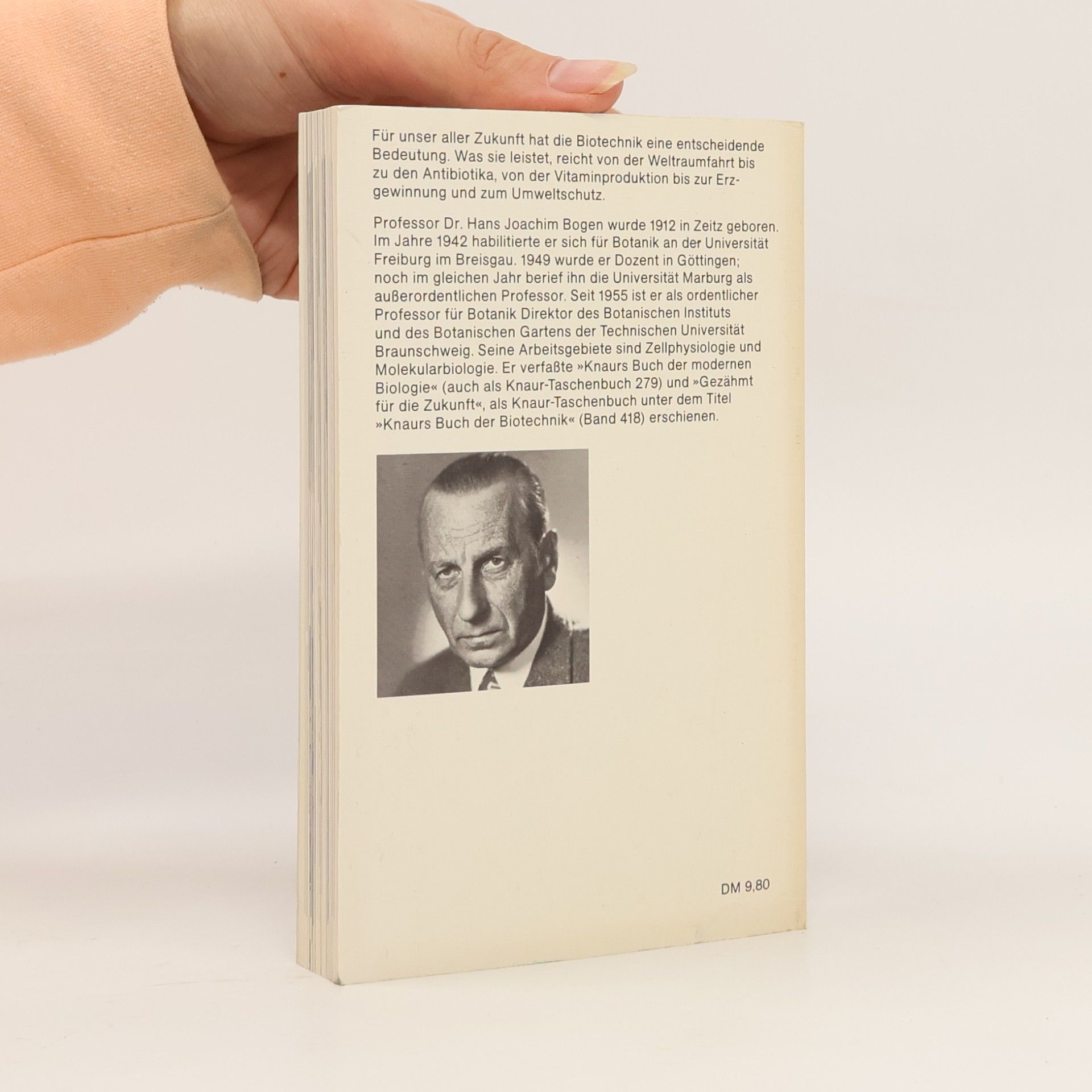 Hans Joachim Bogen Knaurs Buch der Biotechnik