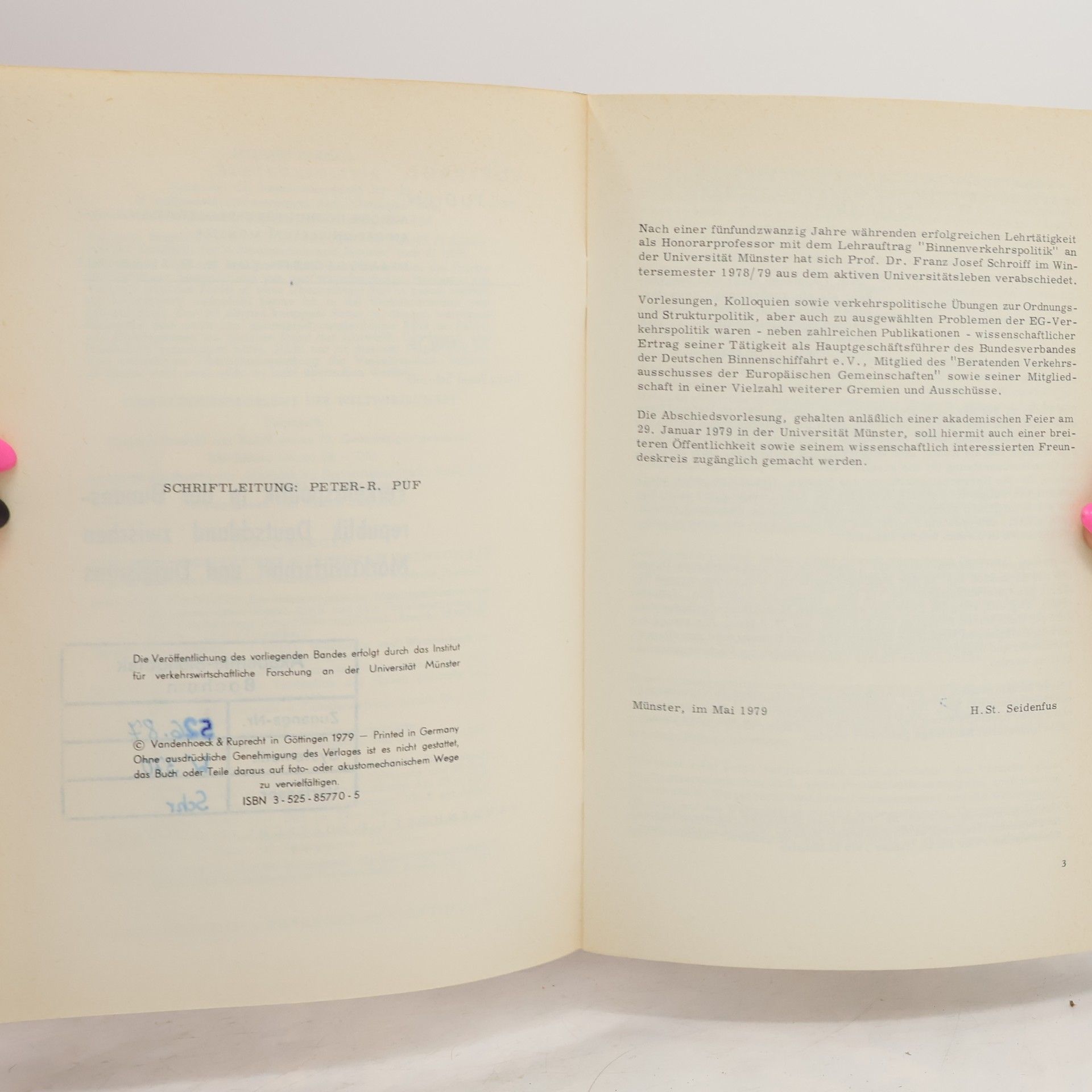 Franz Josef Schroiff Verkehrspolitik in der Bundesrepublik Deutschland zwischen Marktwirtschaft und Dirigismus 19