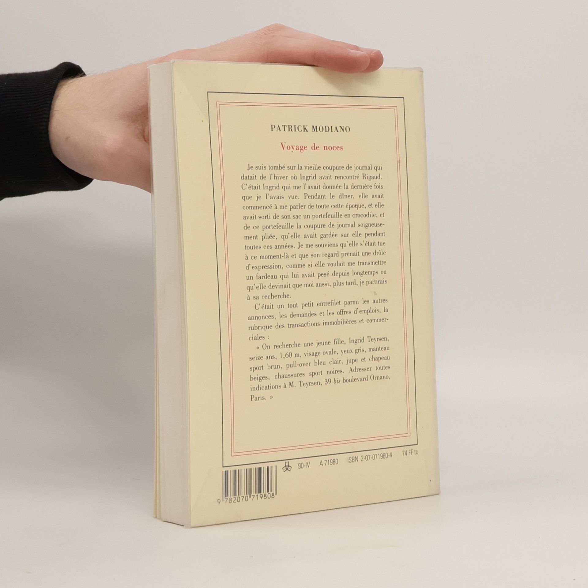 Patrick Modiano Voyage de noces