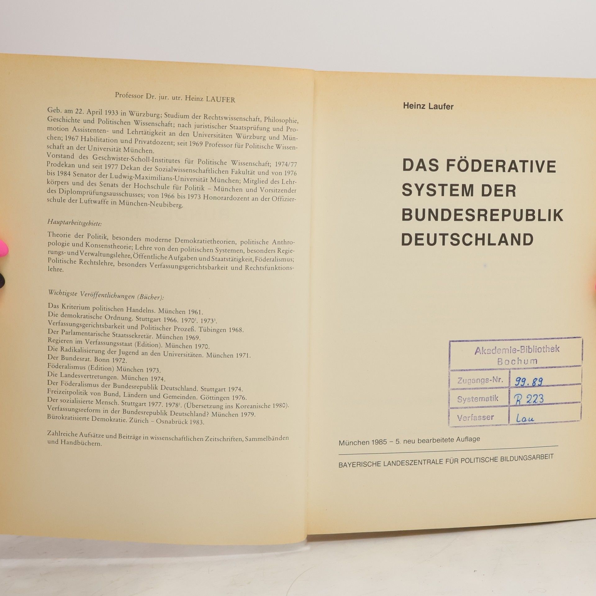 Heinz Laufer Das föderative System der Bundesrepublik Deutschland