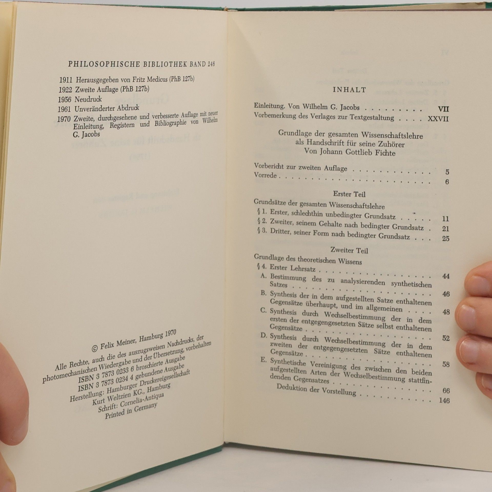 Johann Gottlieb Fichte Grundlage der gesamten Wissenschaftslehre (1794)