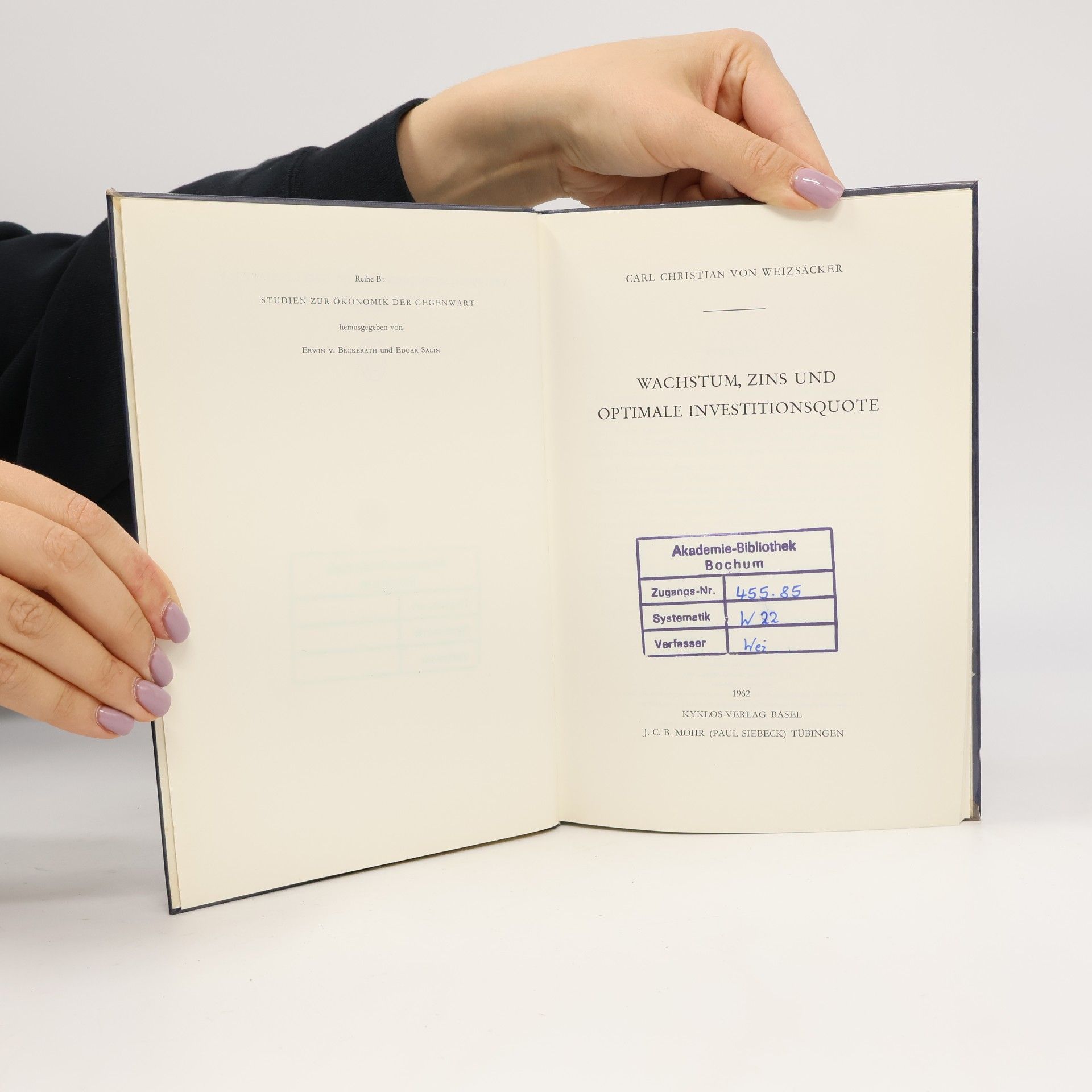 Carl Christian von Weizsäcker Wachstum, Zins und optimale Investitionsquote