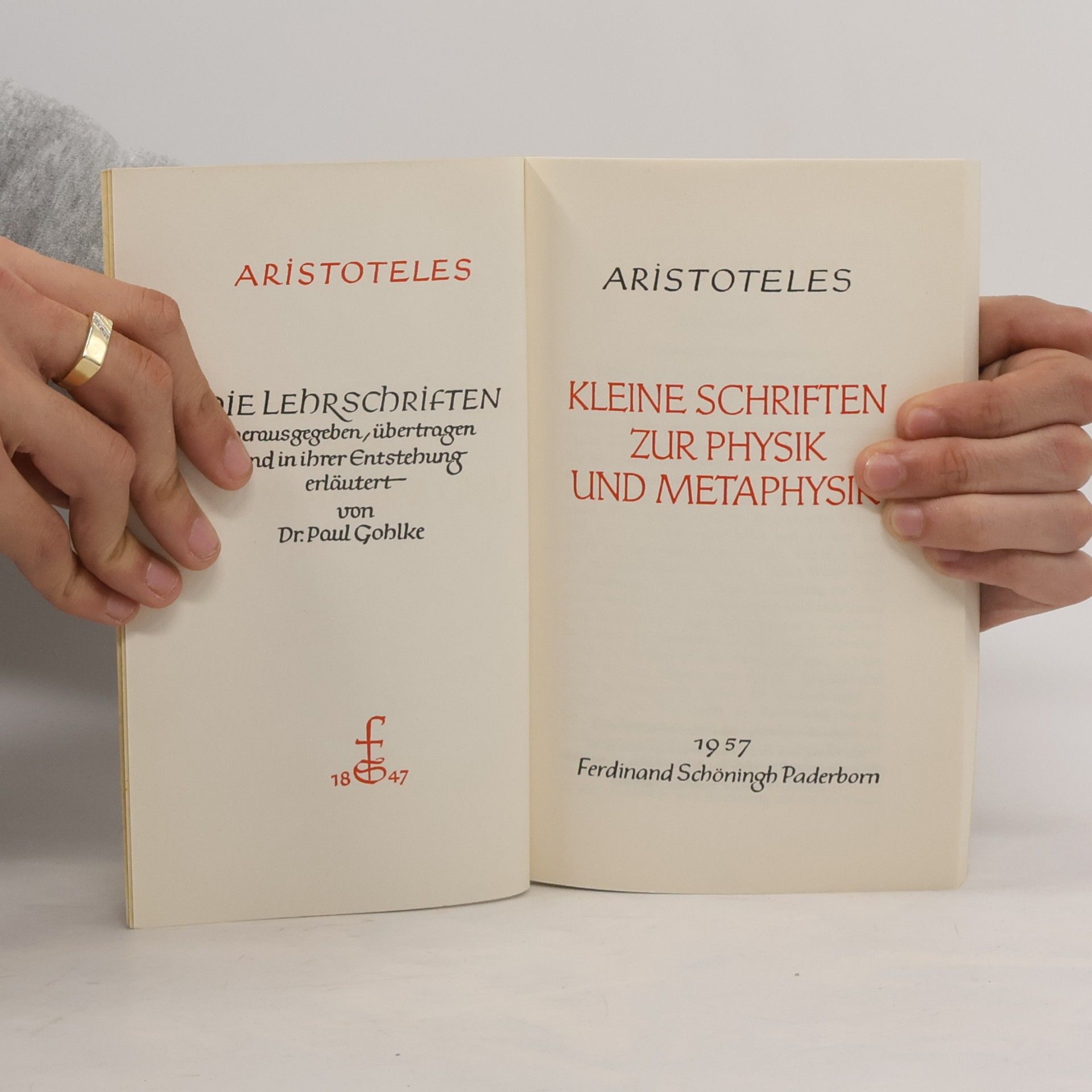Aristoteles Kleine Schriften zur Physik und Metaphysik
