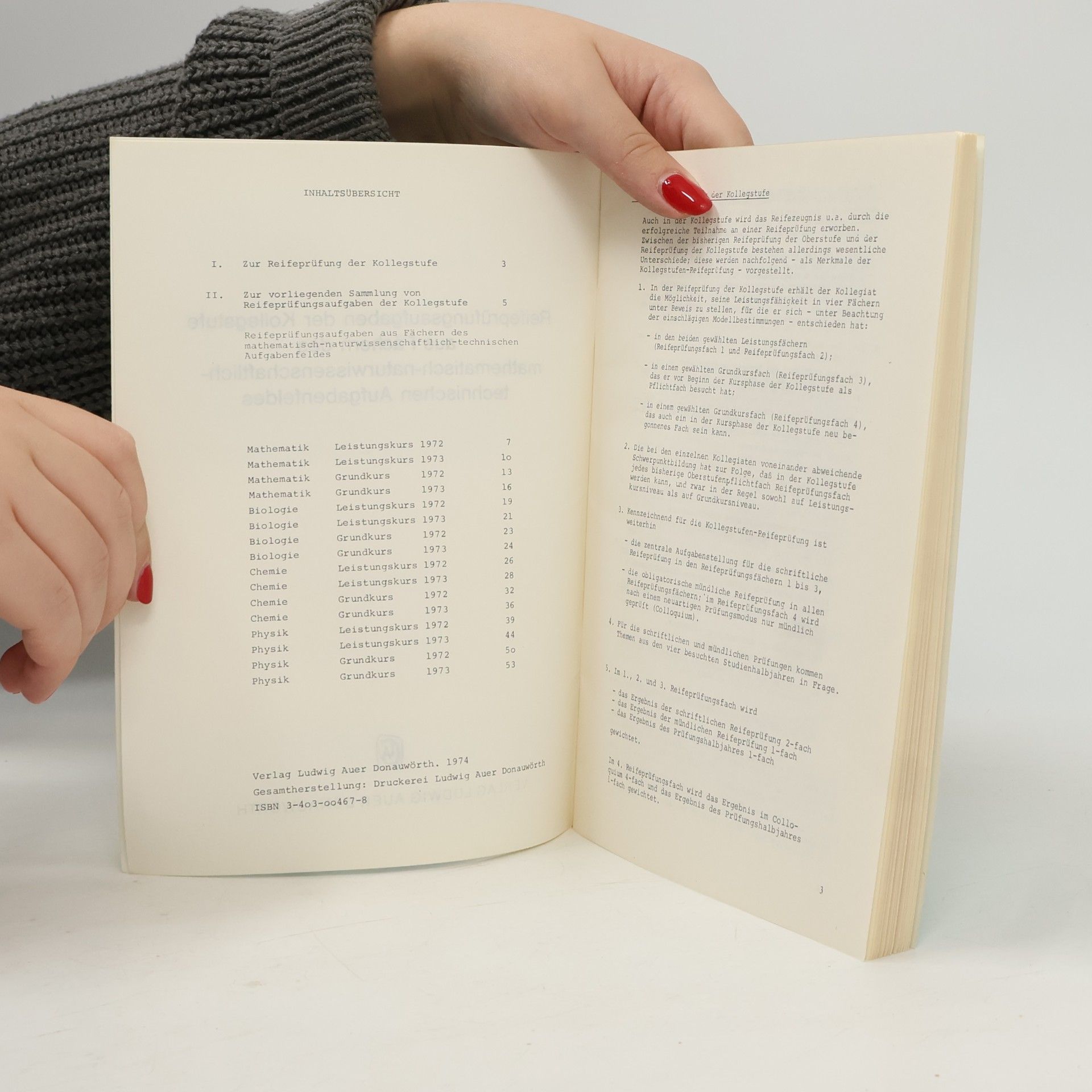 Klaus Joschko Reifeprüfungsaufgaben in der Kollegstufe 1972/73 3