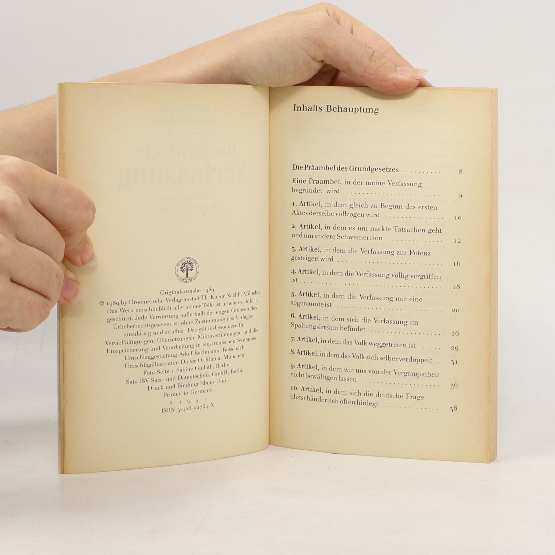 Martin Buchholz Bibliothek der deutschen Werte: Die deutsche Verfassung