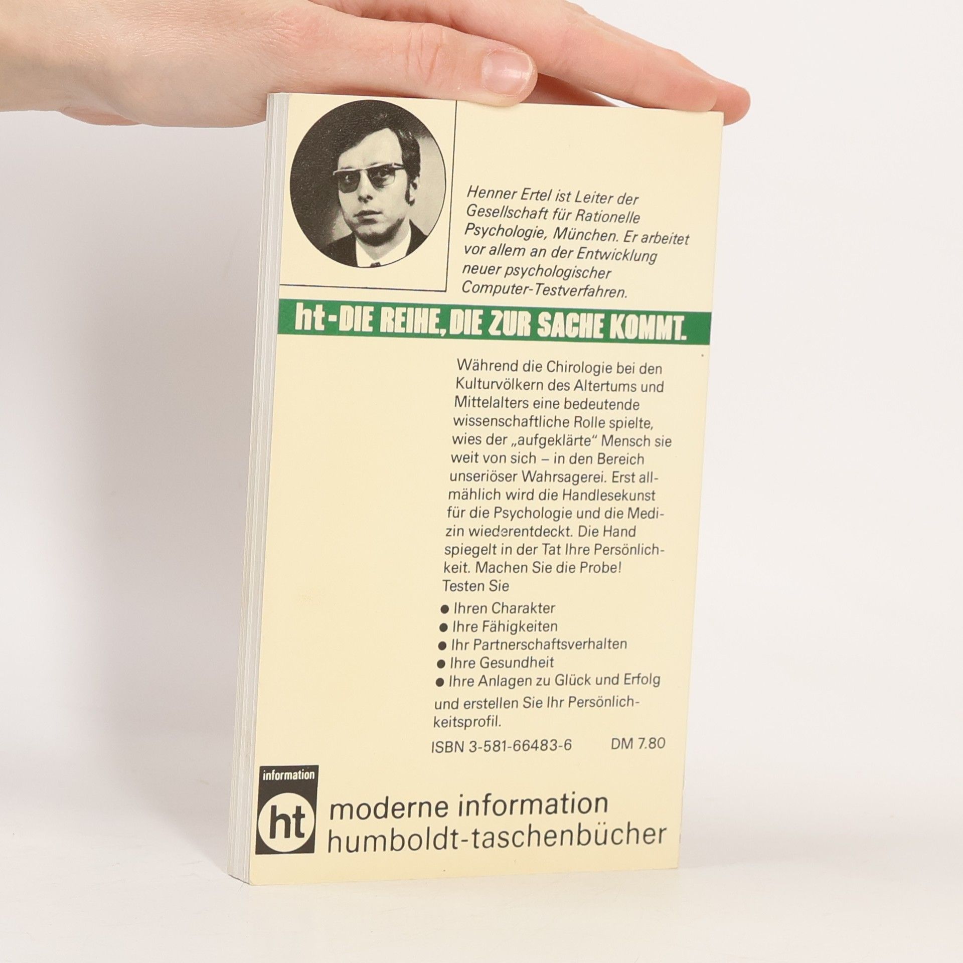 Henner Ertel Die Kunst, aus der Hand zu lesen