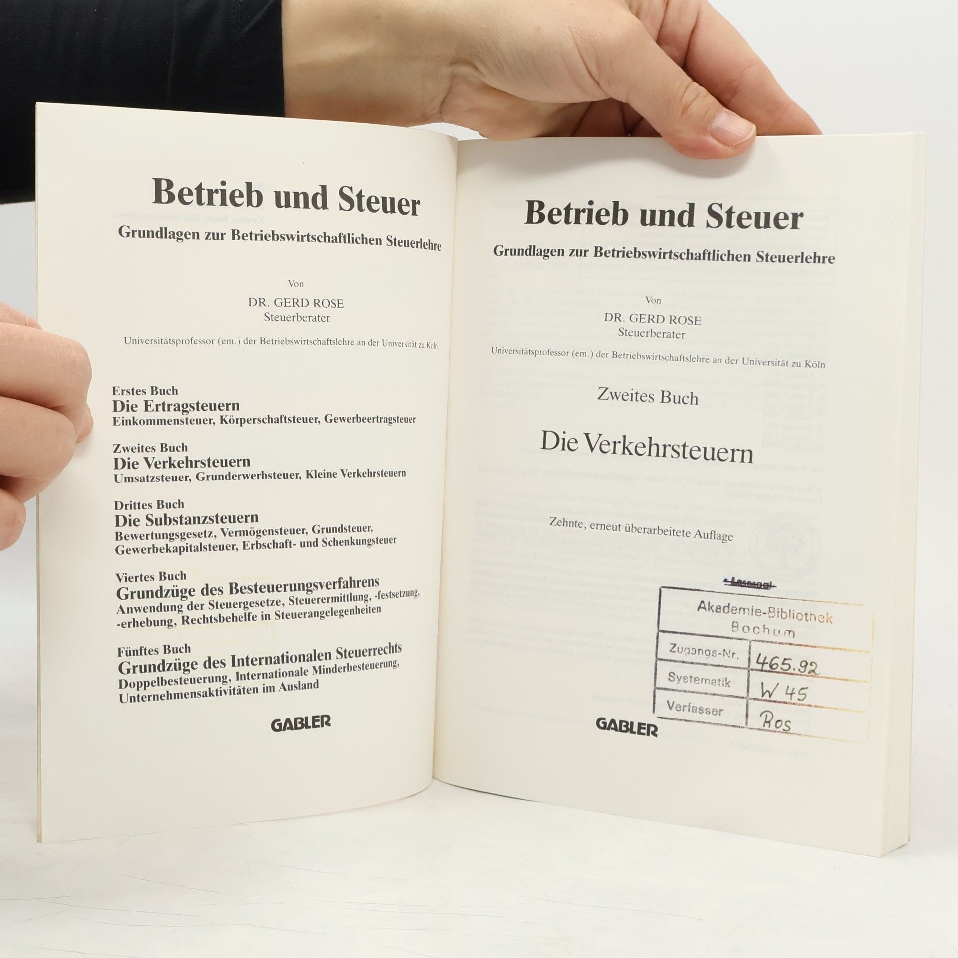 Gerd Rose Betrieb und Steuer - 2: Die Verkehrsteuern