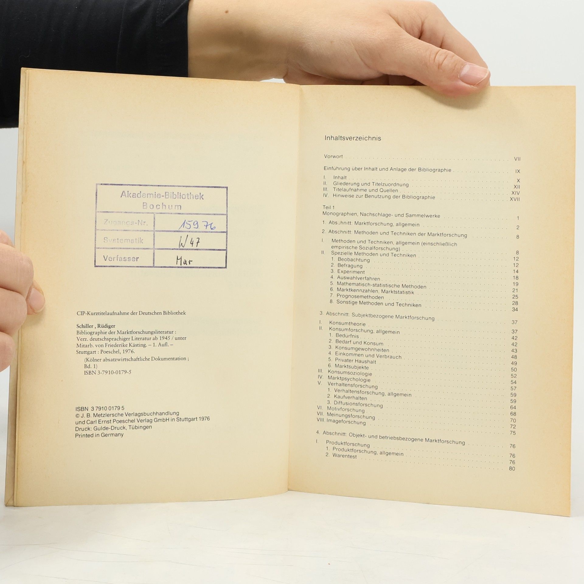 Rüdiger Schiller Kölner Absatzwirtschaftliche Dokumentation - 1: Bibliographie der Marktforschungsliteratur