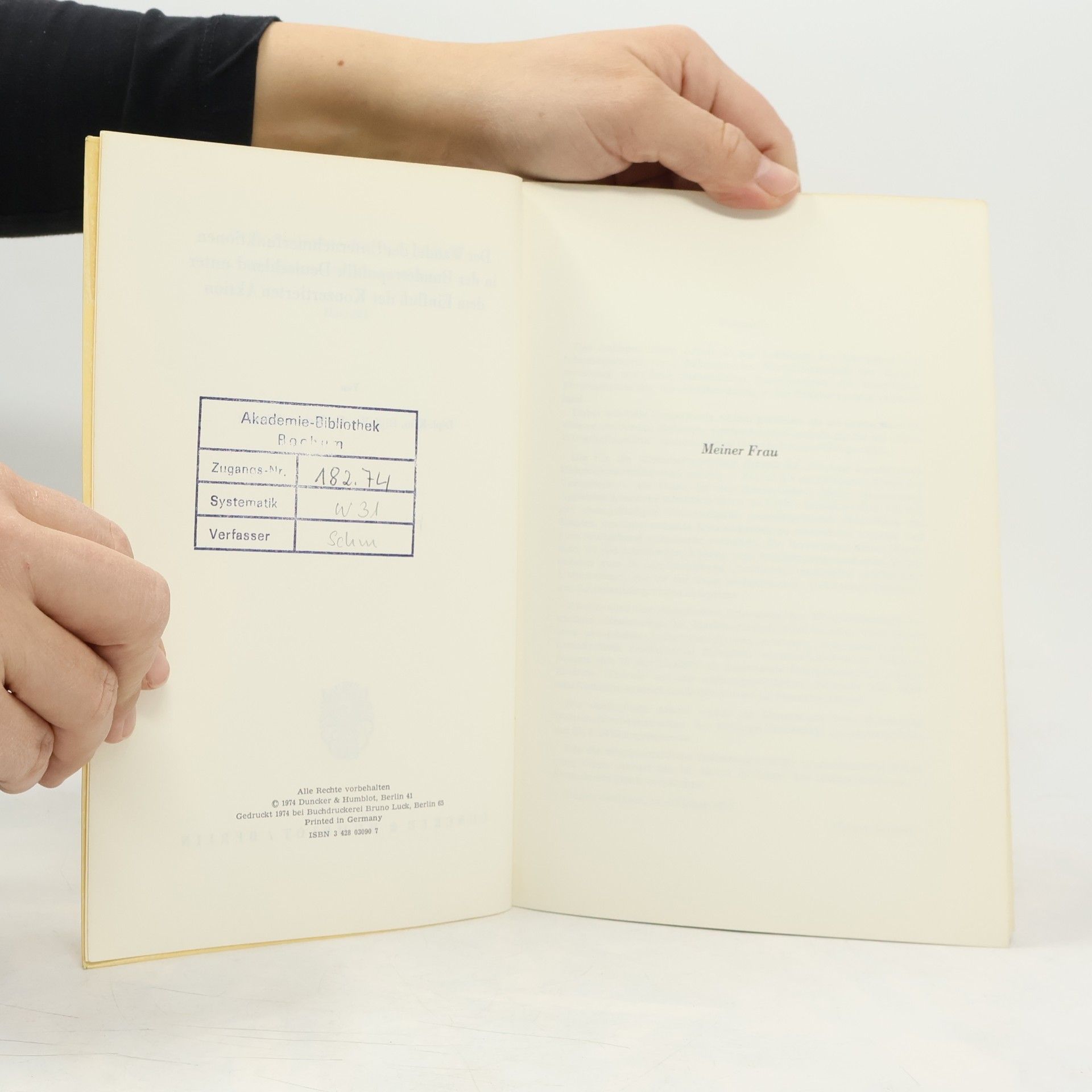 Werner Schmidt-Hieber Volkswirtschaftliche Schriften - 213: Der Wandel der Unternehmerfunktionen in der Bundesrepublik Deutschland unter dem Einfluss der Konzertierten Aktion