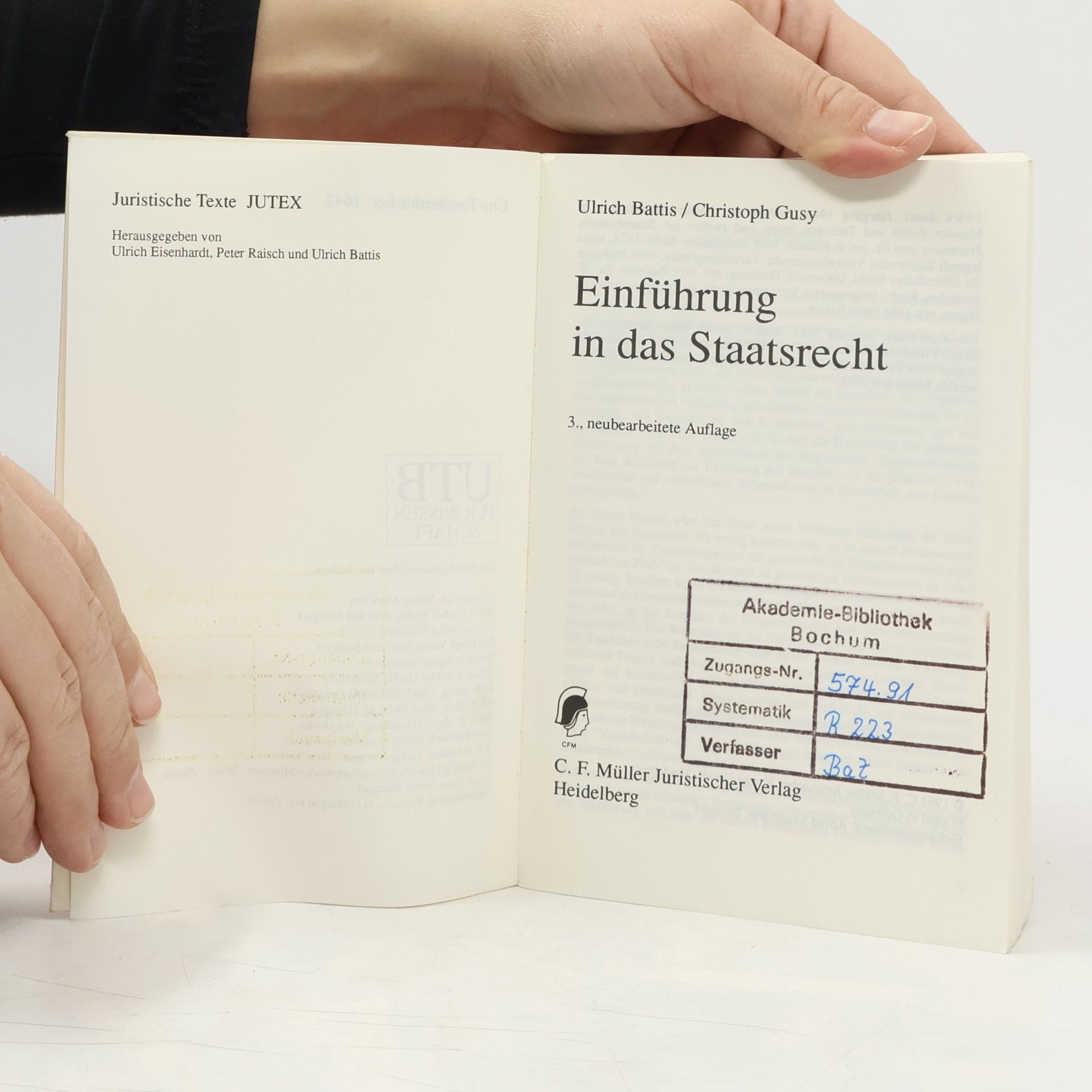 Ulrich Battis Einführung in das Staatsrecht