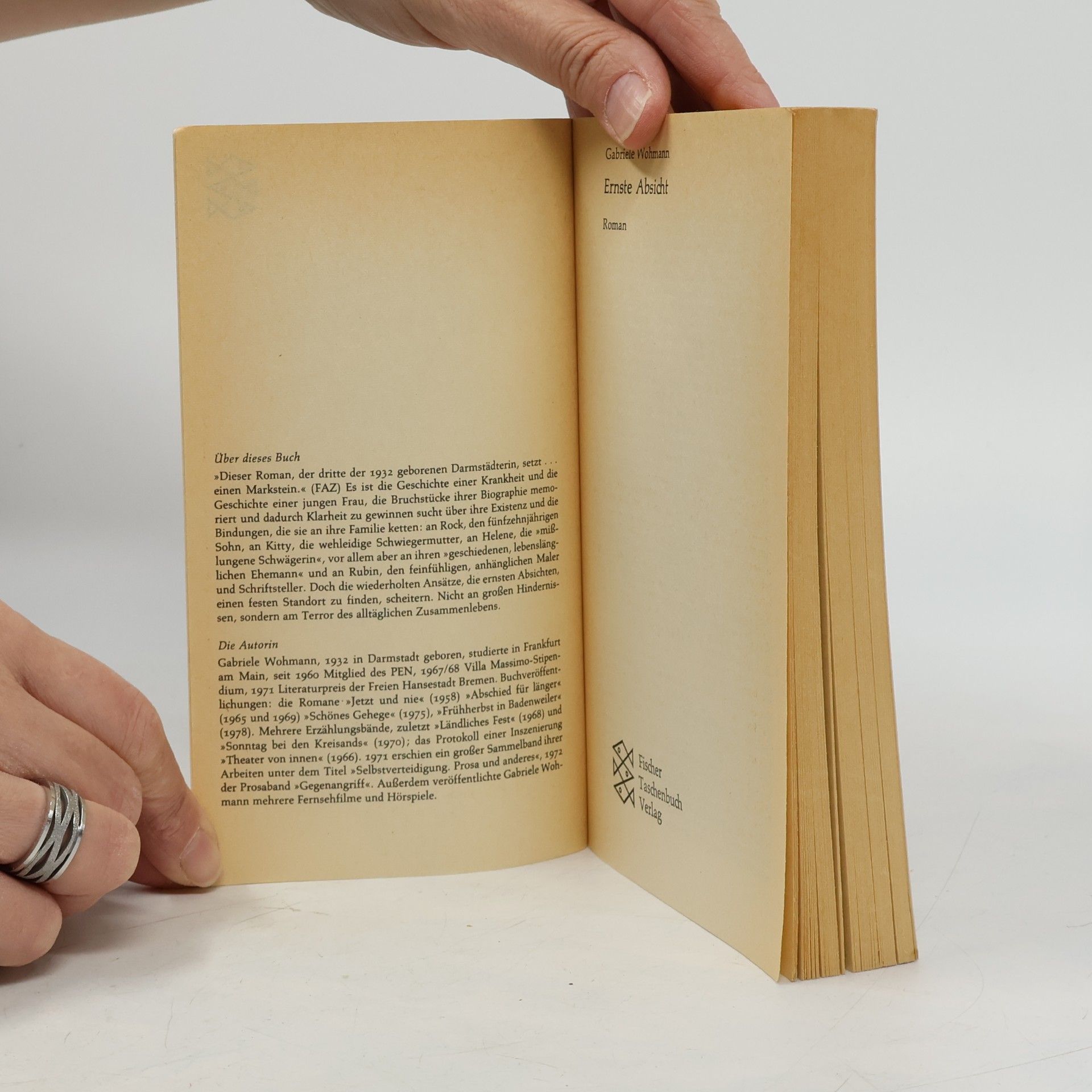 Gabriele Wohmann Ernste Absicht. Roman