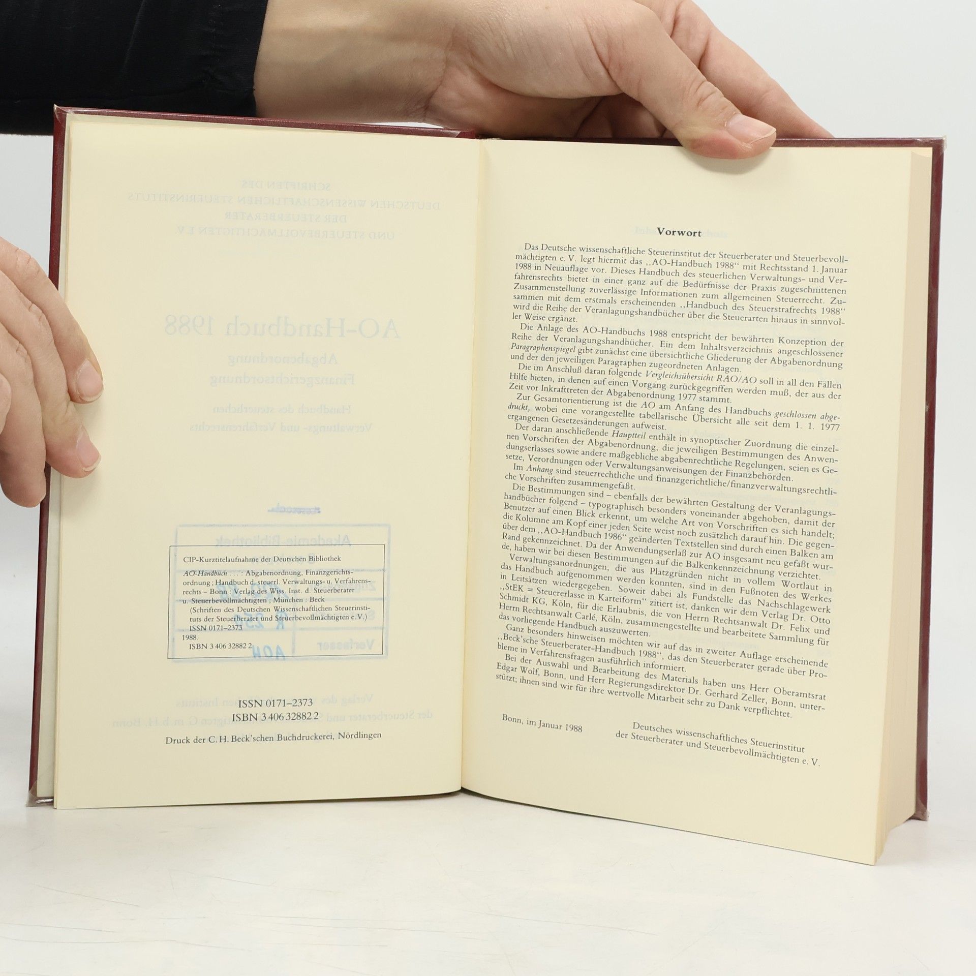Deutsches wissenschaftliches Steuerinstitut der Steuerberater und Steuerbevollmächtigten e.V. Steuerveranlagungshandbücher: AO-Handbuch 1988: Abgabenordnung, Finanzgerichtsordnung. Handbuch des steuerlichen Verwaltungs- und Verfahrensrechts