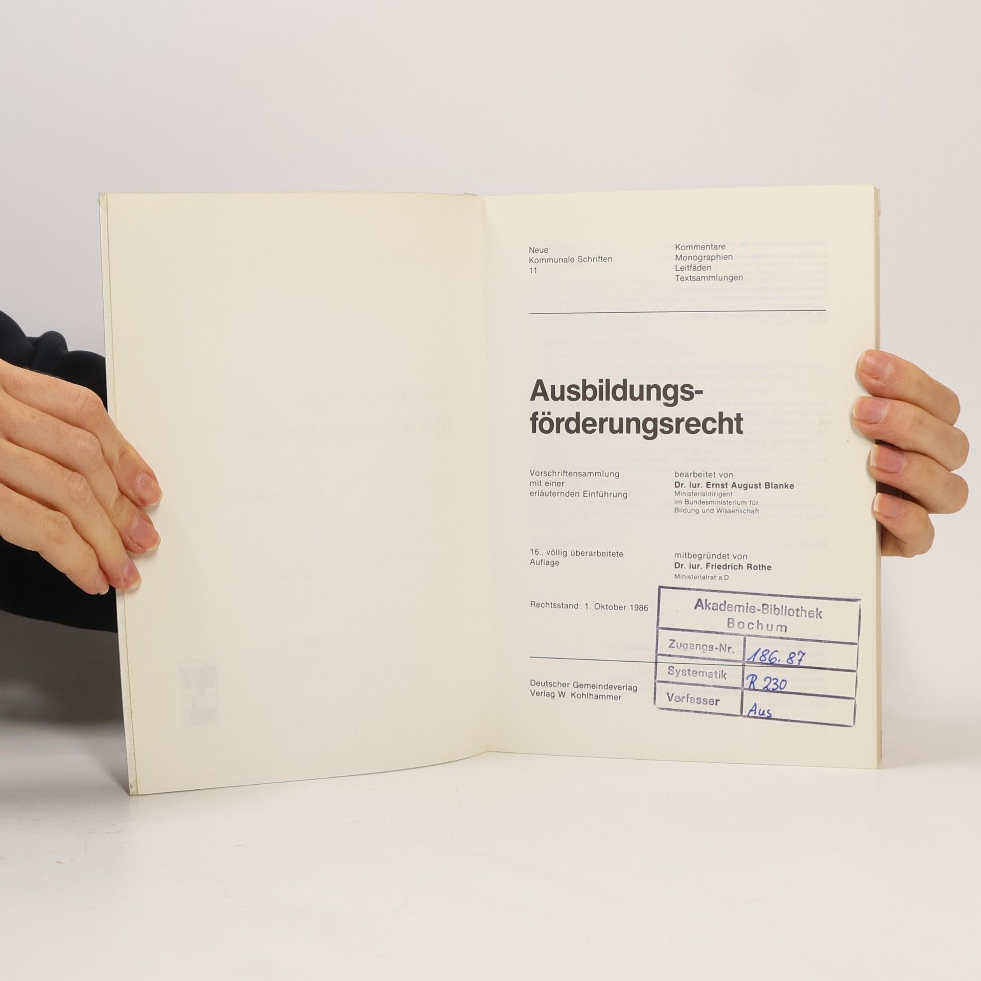 Ernst August Blanke Ausbildungsförderungsrecht - 16. Auflage