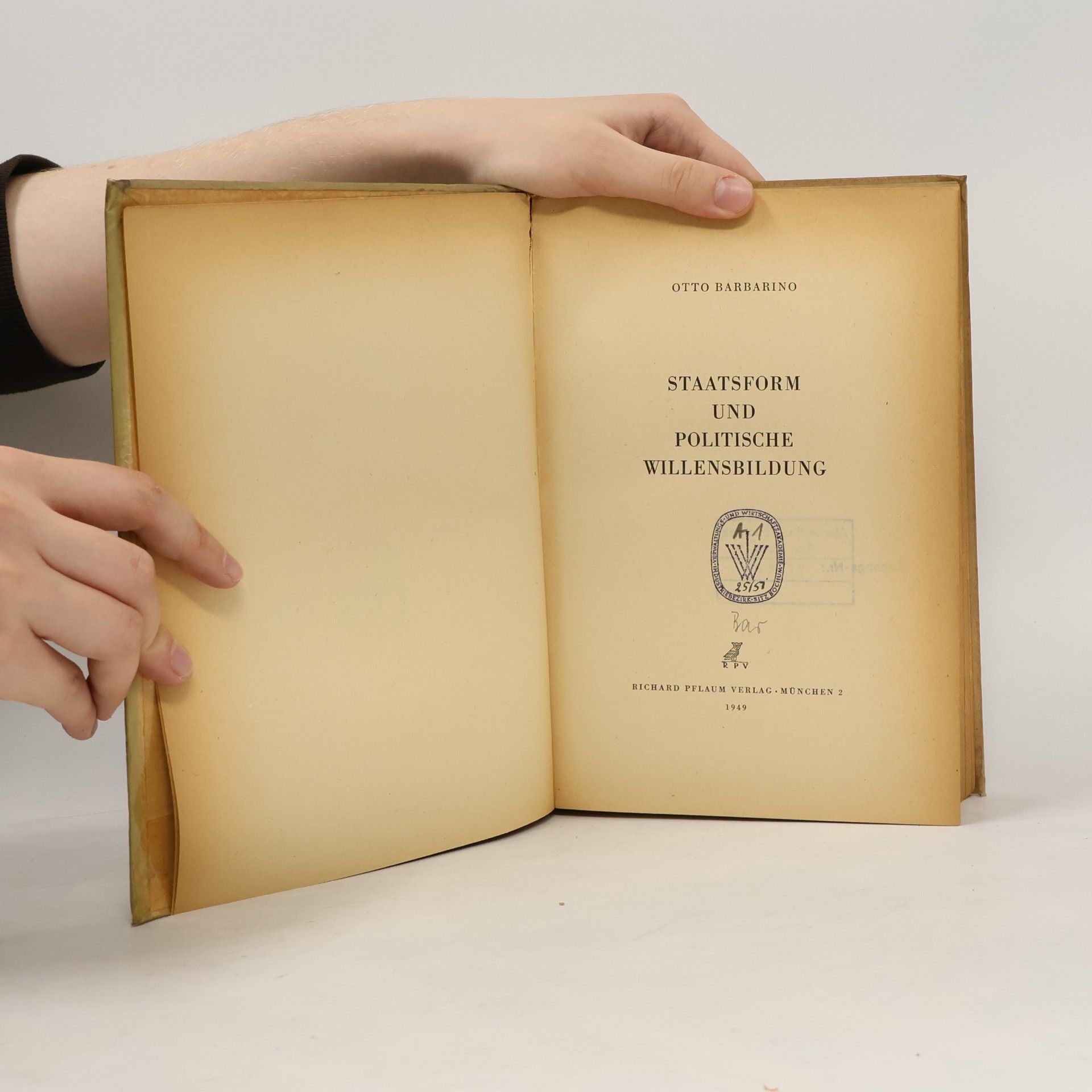 Otto Barbarino Staatsform und politische Willensbildung