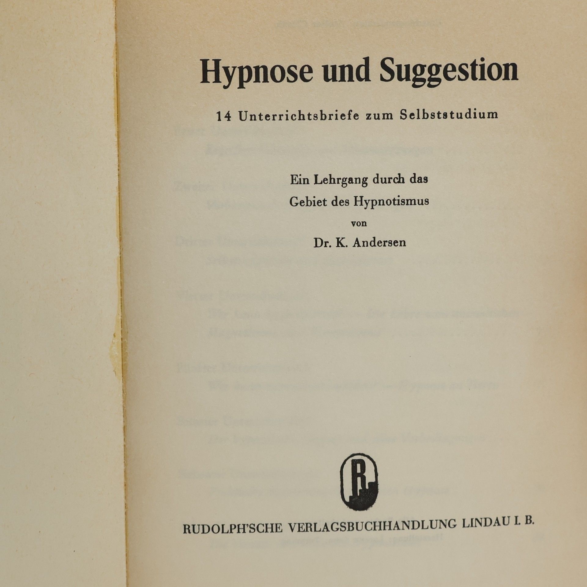 Dr. K. Andersen Hypnose und Suggestion