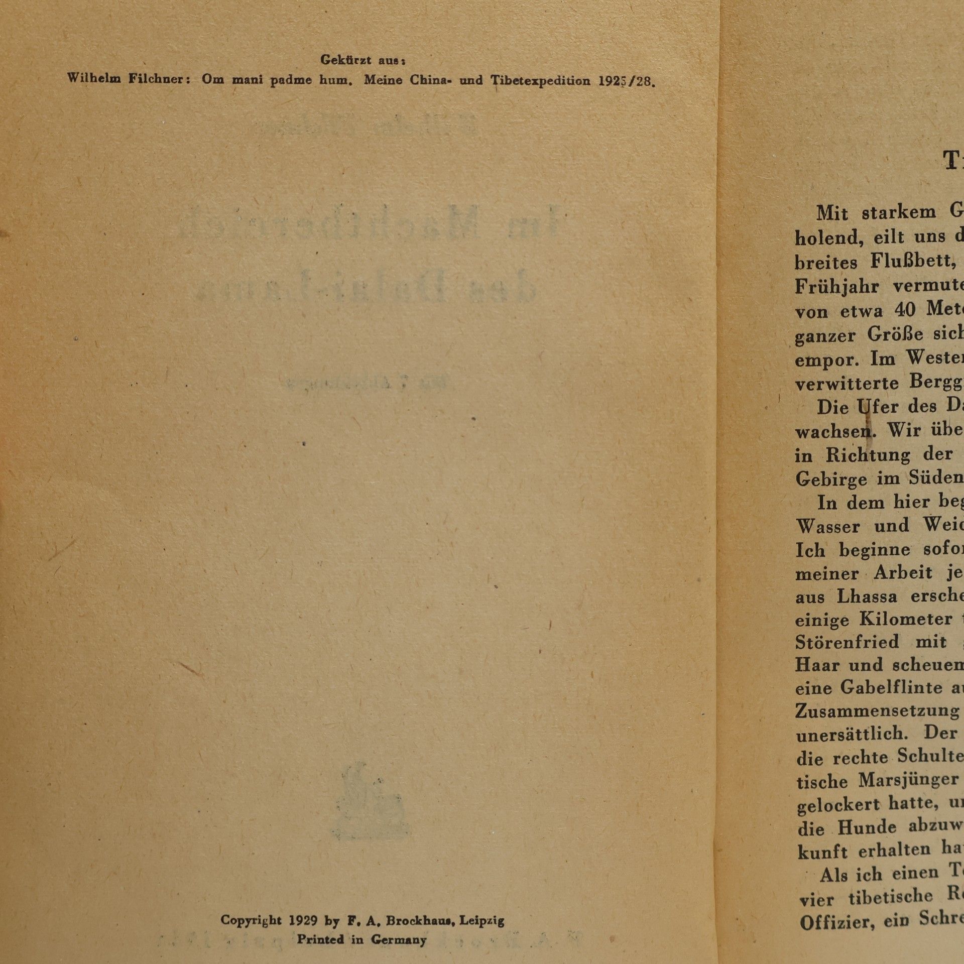 Wilhelm Filchner Im Machtbereich Des Dalai-Lama