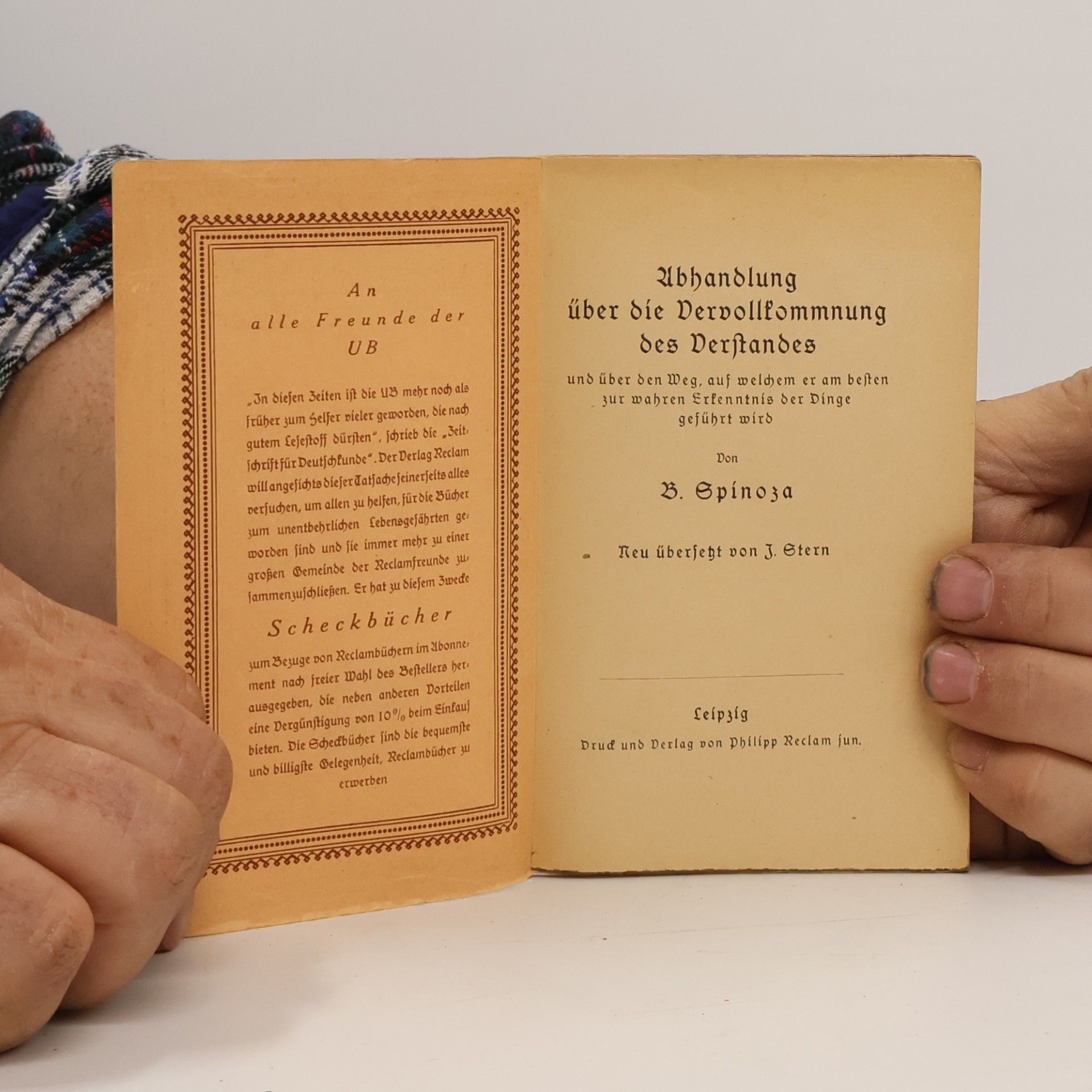 B. Spinoza Abhandlung über die Vervollkommnung des Verstandes