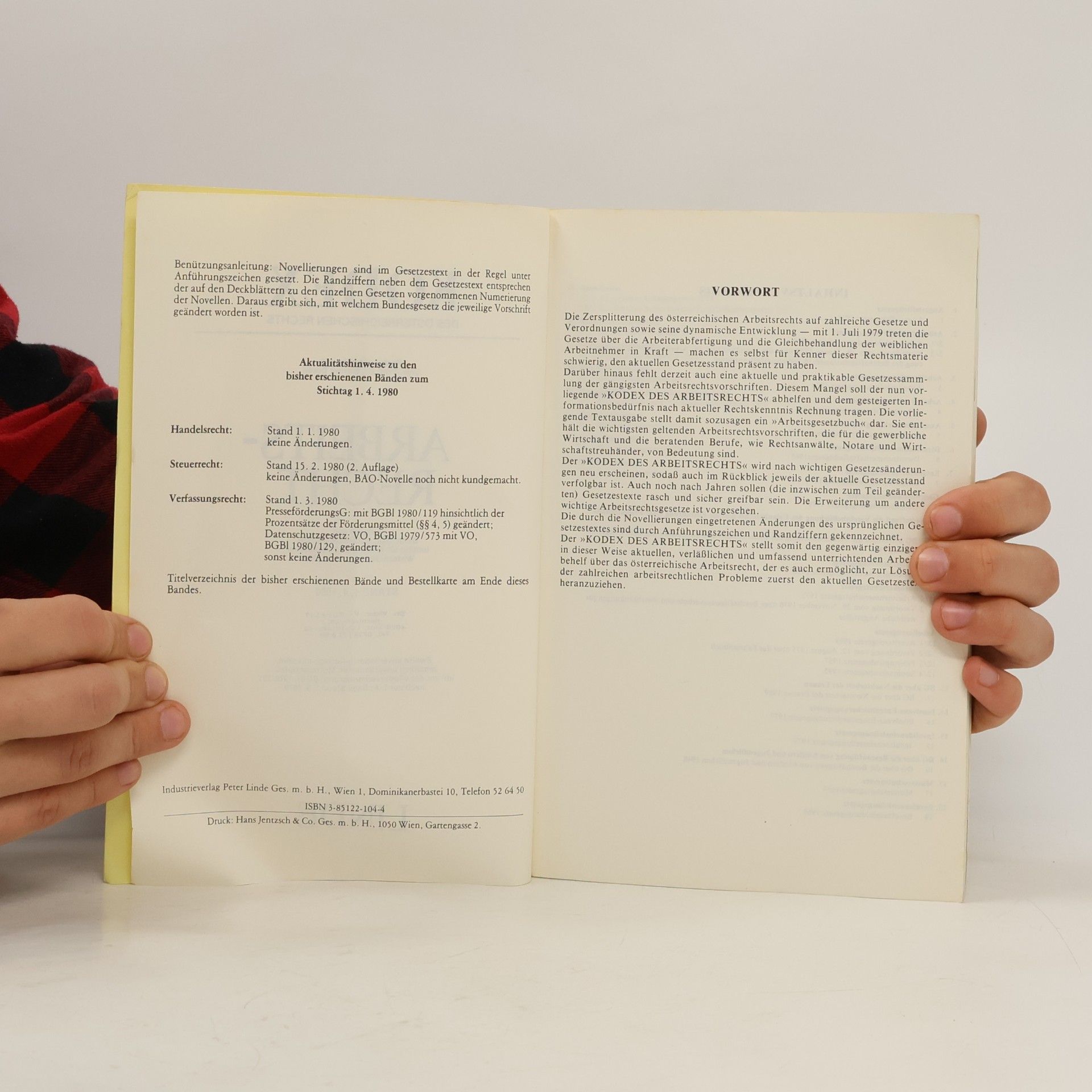 Kodex des Arbeitsrechts - Stand 1.4. 1980 - 2. unveränderte Auflage