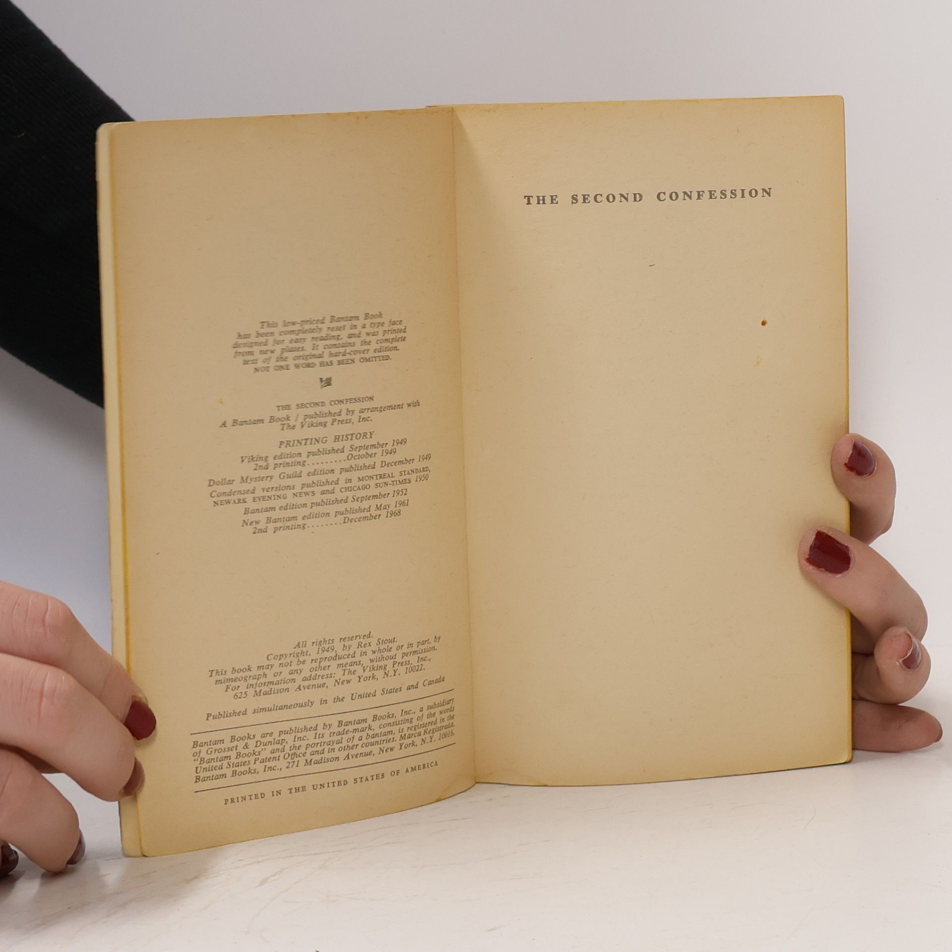 Rex Stout The Second Confession