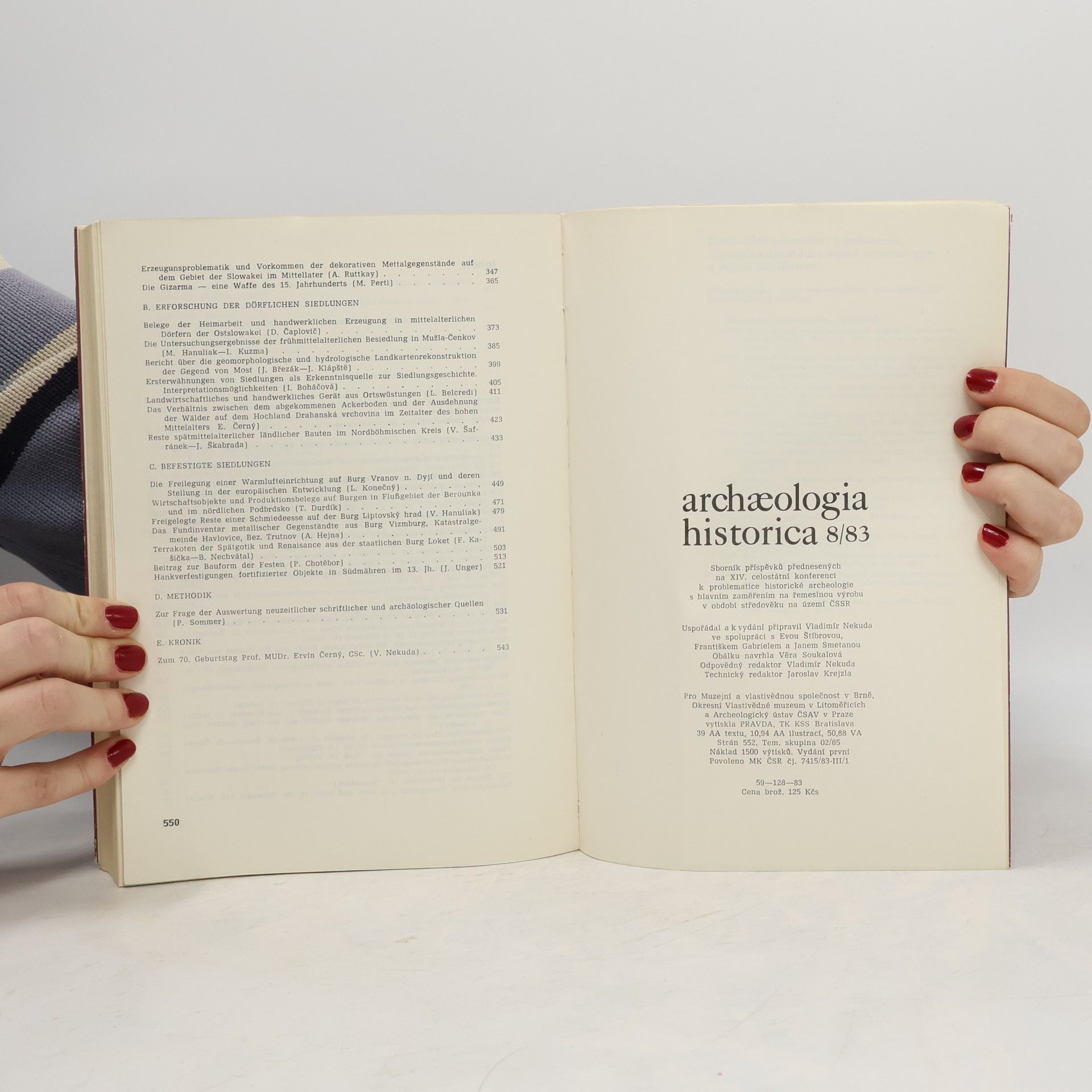 Věra Soukalová archaeologia historica 8/83