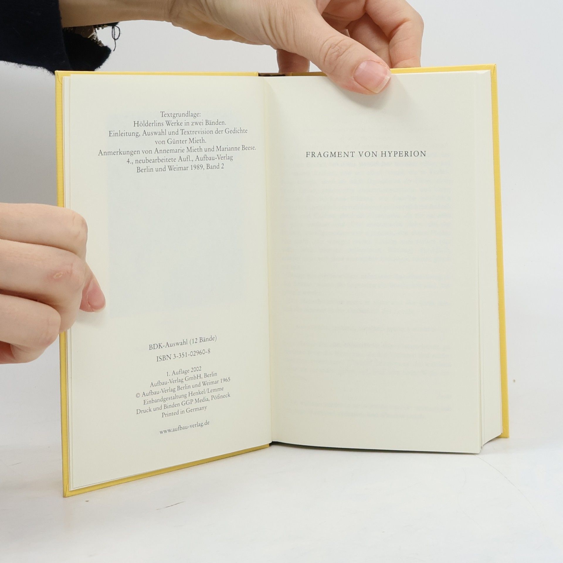 Friedrich Hölderlin Bibliothek deutscher Klassiker. Eine Auswahl in 12 Bänden. Hölderlin