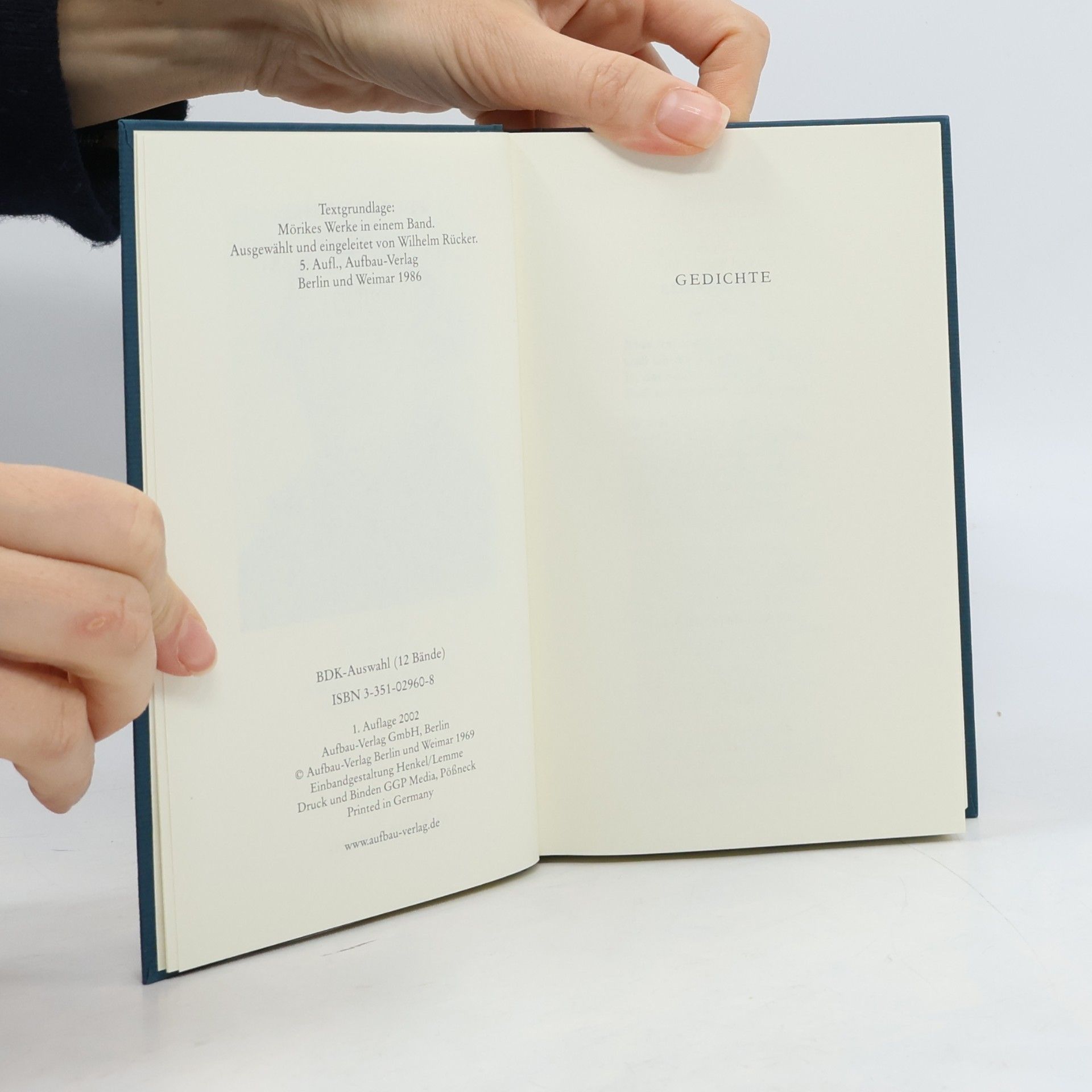 Eduard Mörike Bibliothek deutscher Klassiker. Eine Auswahl in 12 Bänden. Mörike