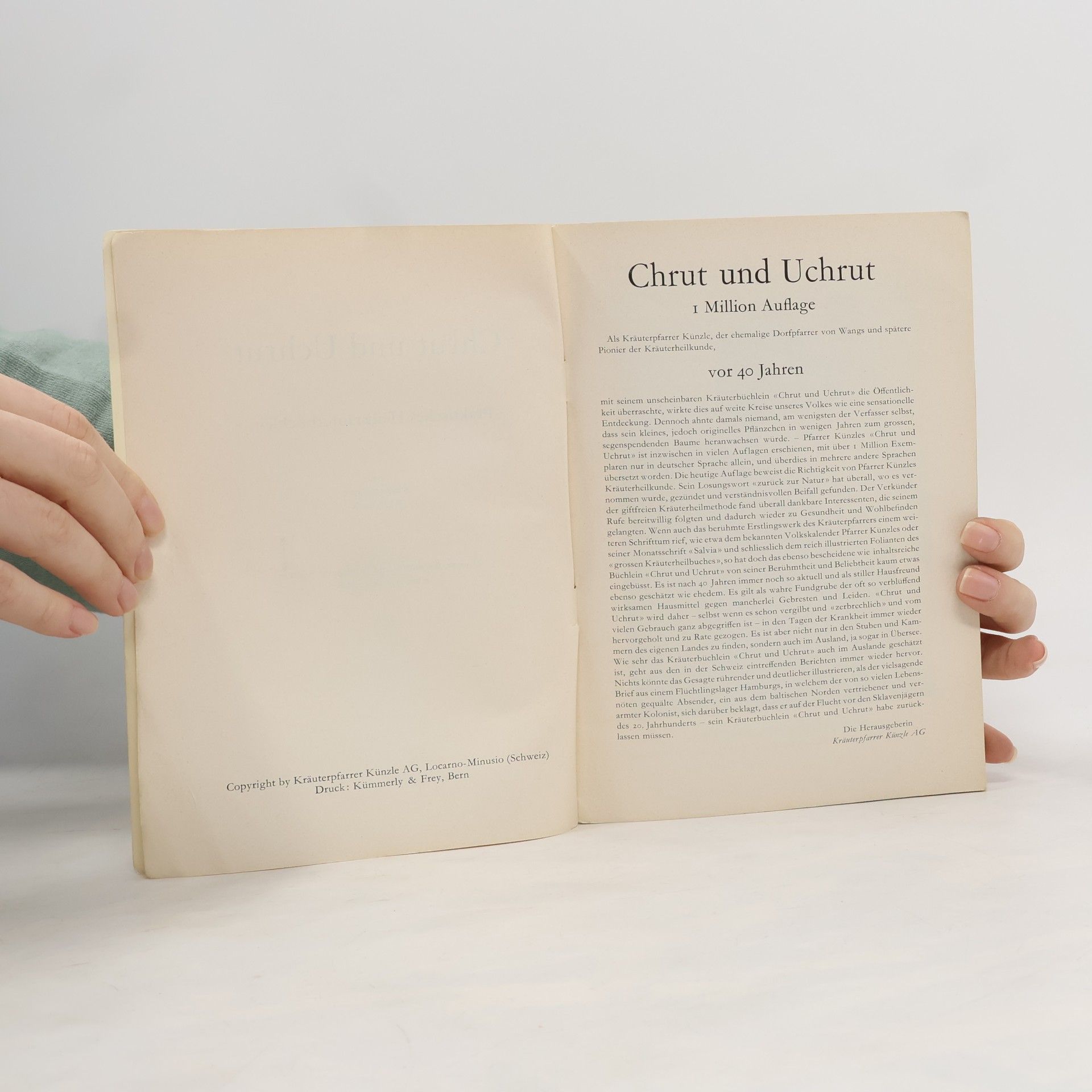 Johann Künzle Chrut und Uchrut. Praktisches Heilkräuterbüchlein