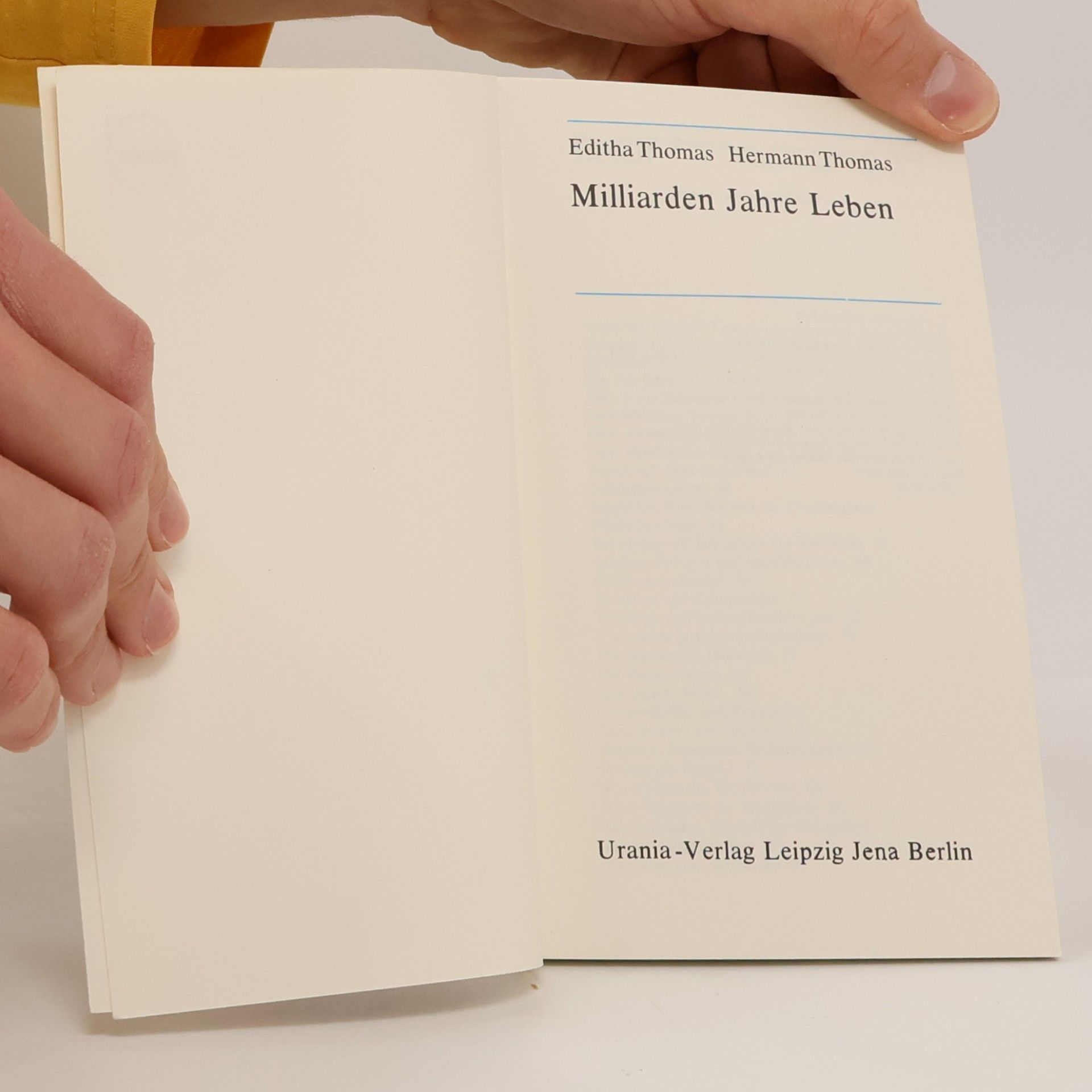 Editha Thomas Milliarden Jahre Leben