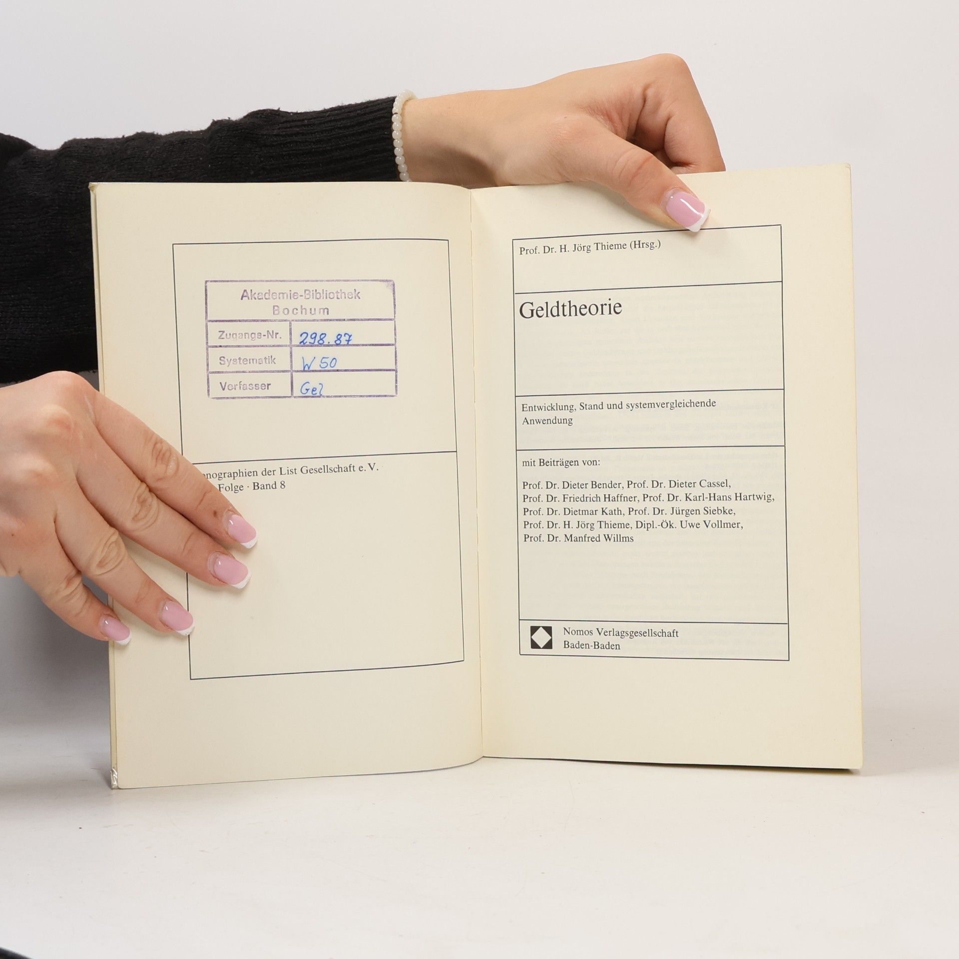 H. Jörg Thieme Monographien der List Gesellschaft e.V. - 8: Geldtheorie