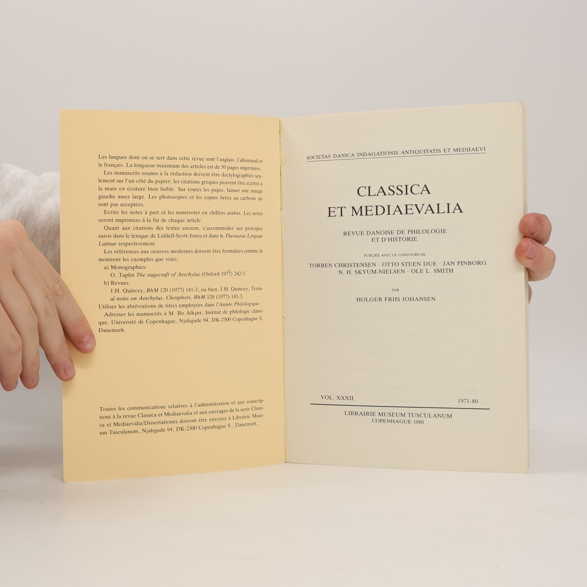 Holger Friis Johansen Classica et Mediaevalia 32