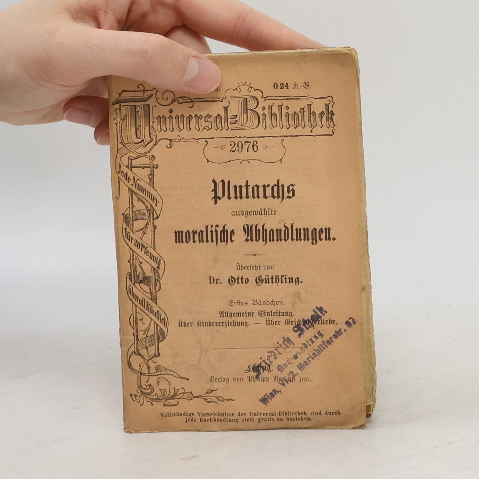 Otto Güthling Plutarchs moralische Abhandlungen 1