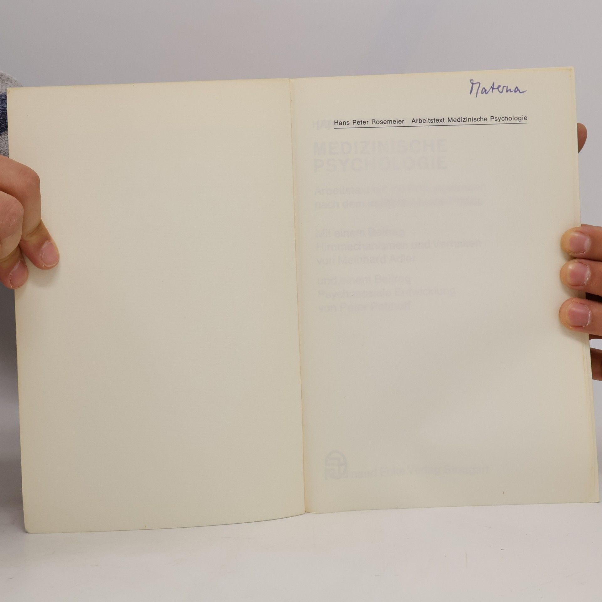 Hans Peter Rosemeier Medizinische Psychologie