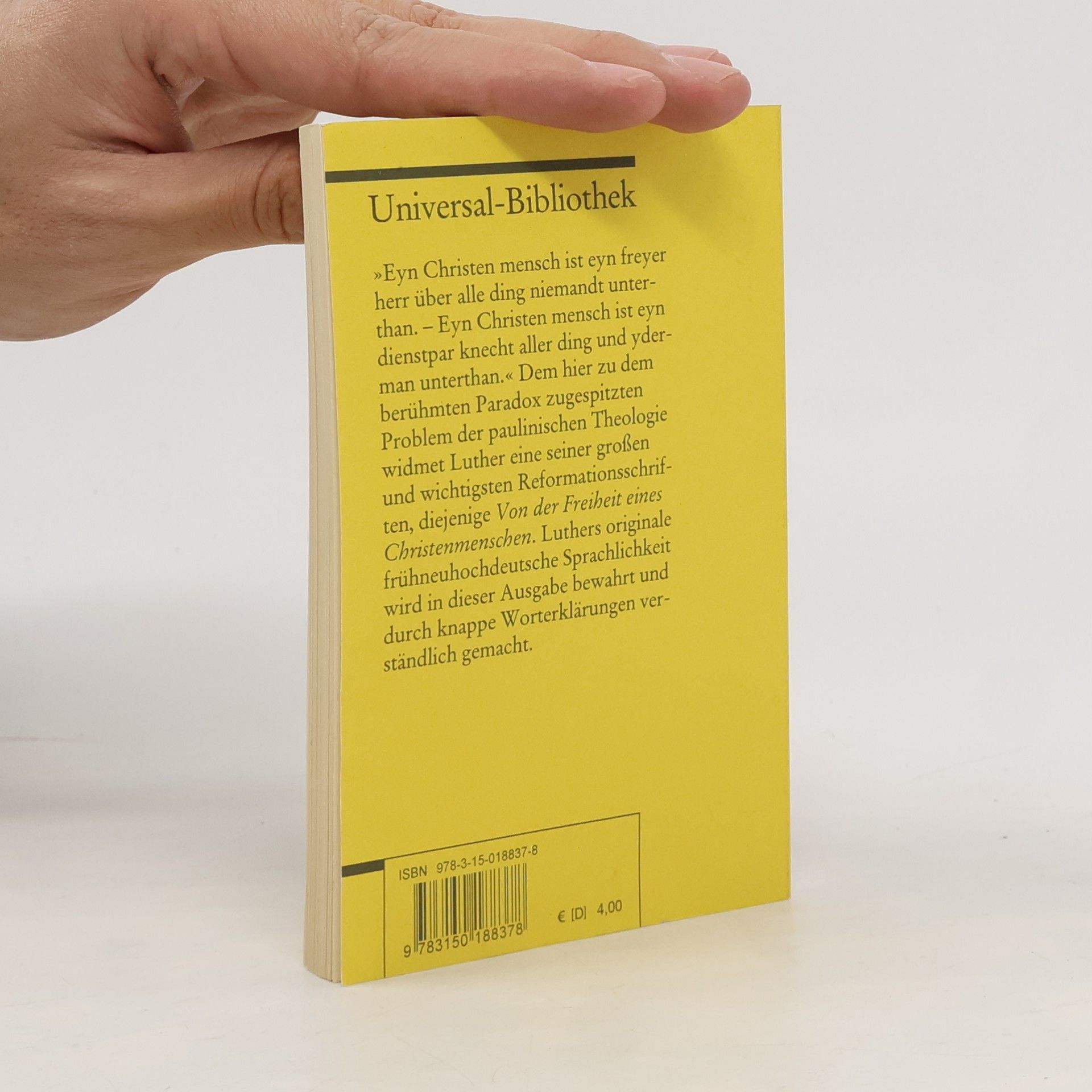 Martin Luther Von der Freiheit eines Christenmenschen, Studienausgabe