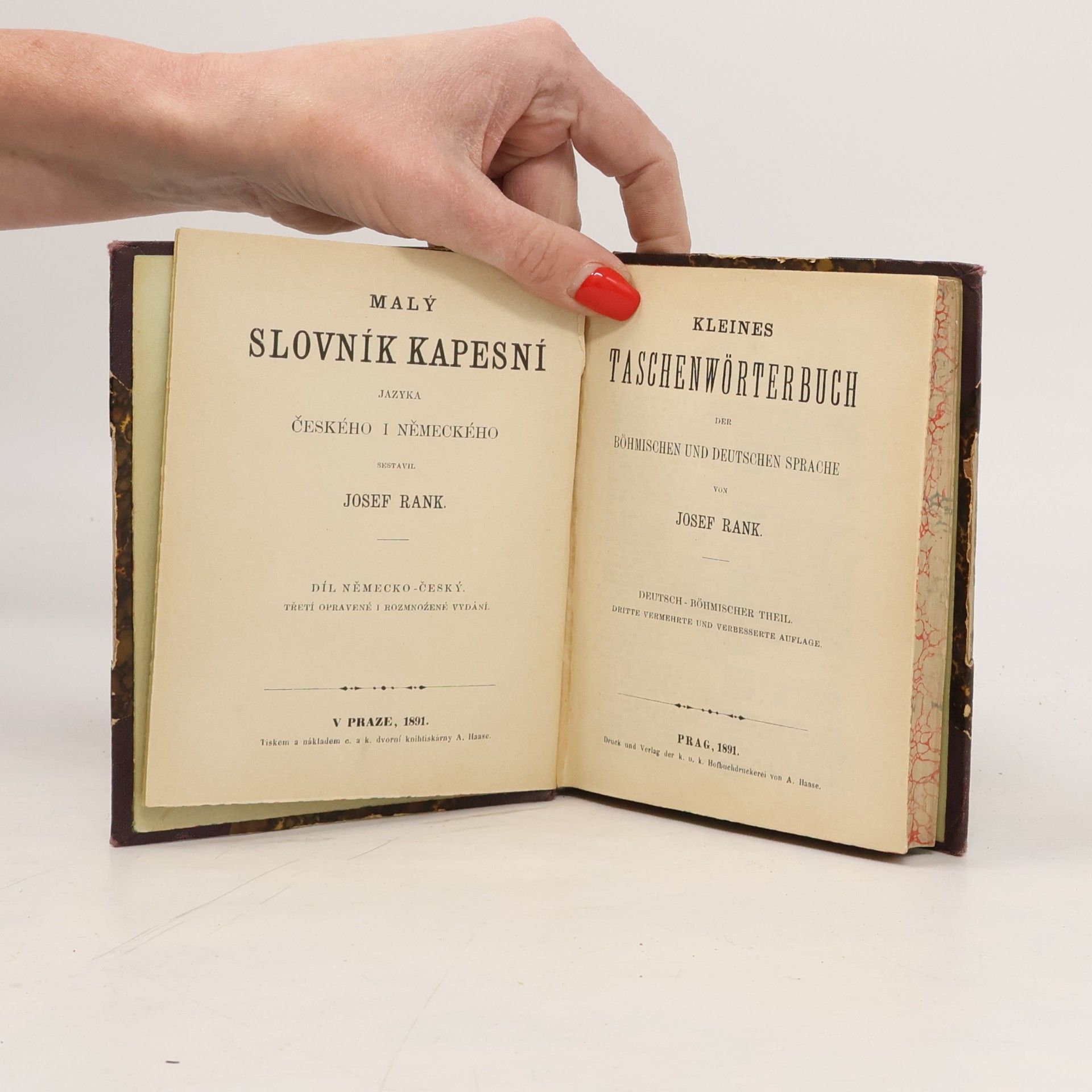 Josef Rank Malý slovník kapesní jazyka českého i německého. Kleines Taschenwörterbuch der böhmischen und deutschen Sprache