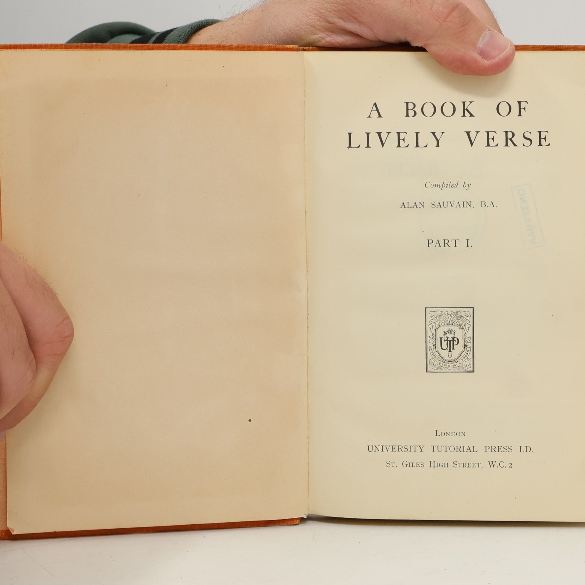 Alan Sauvain A Book of Lively Verse I.