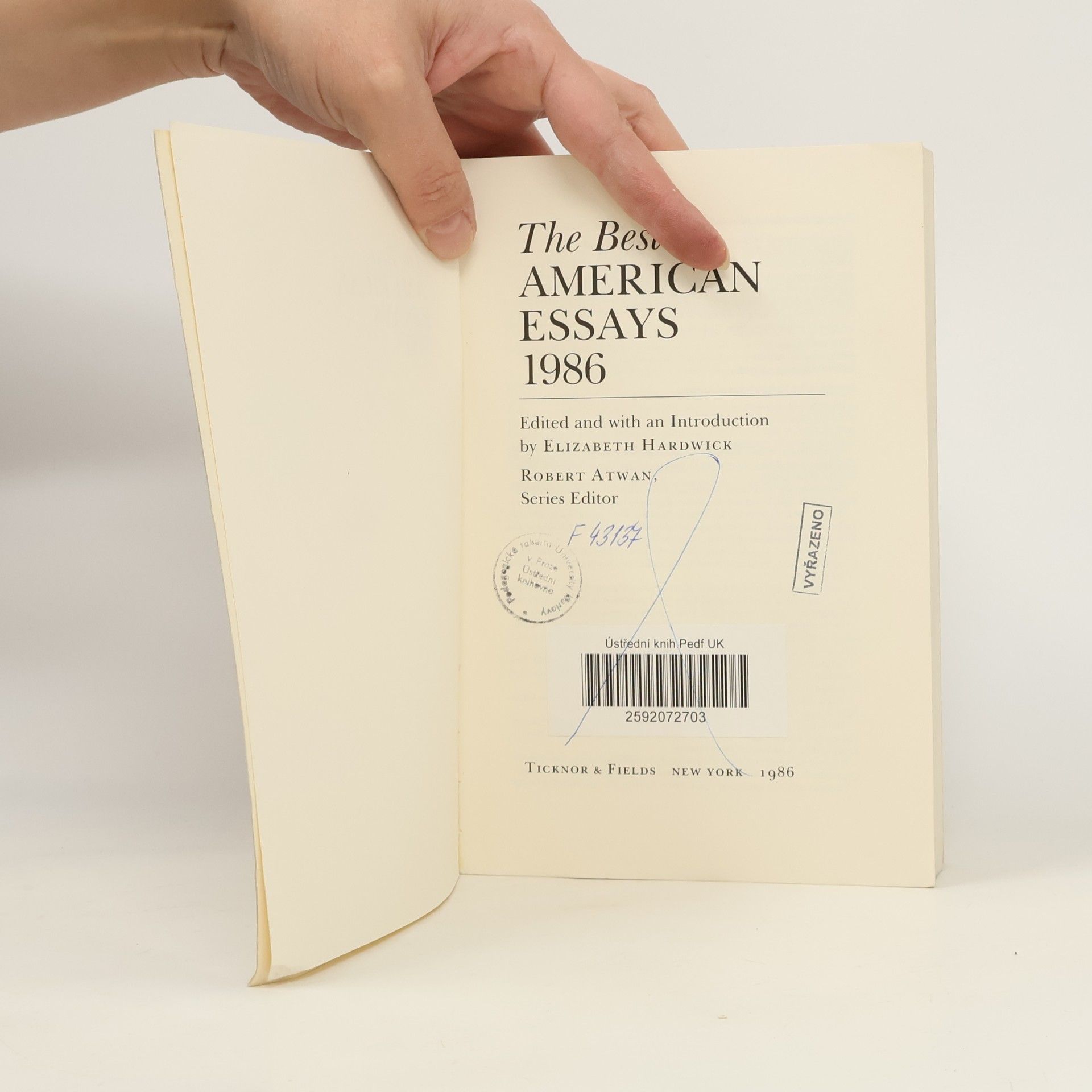 Elizabeth Hardwick The Best American Essays 1986