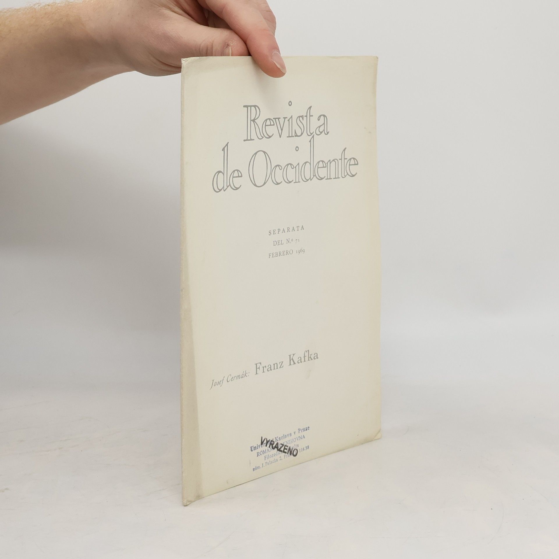 Josef Čermák Revista de Occidente 71. Franz Kafka